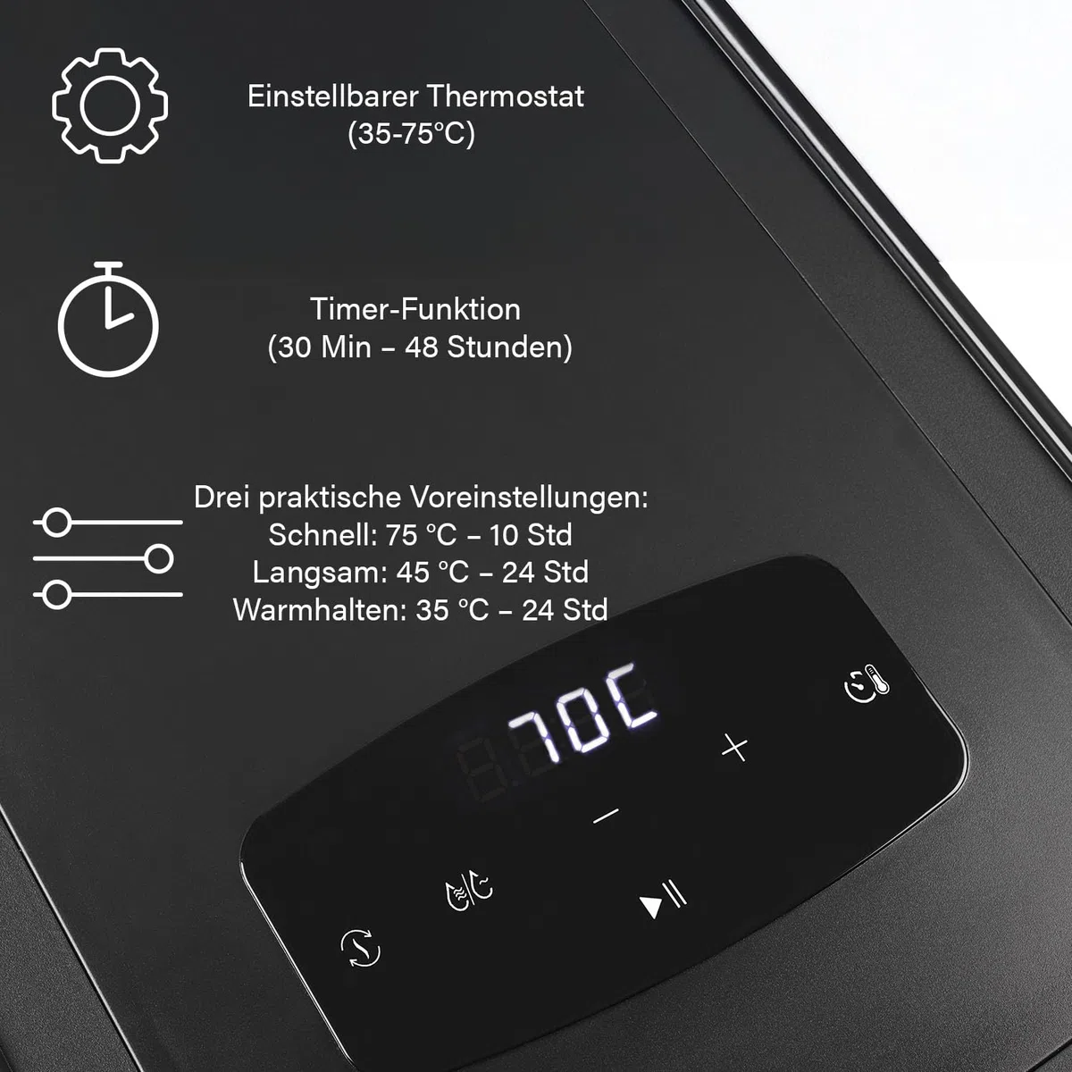 Princess Food Dehydrator mit 6 Edelstahl-Einschüben, Einstellbare Temperatur, Touchscreen, Timer bis 48 Stunden, 550 W, 01.112398.01.001