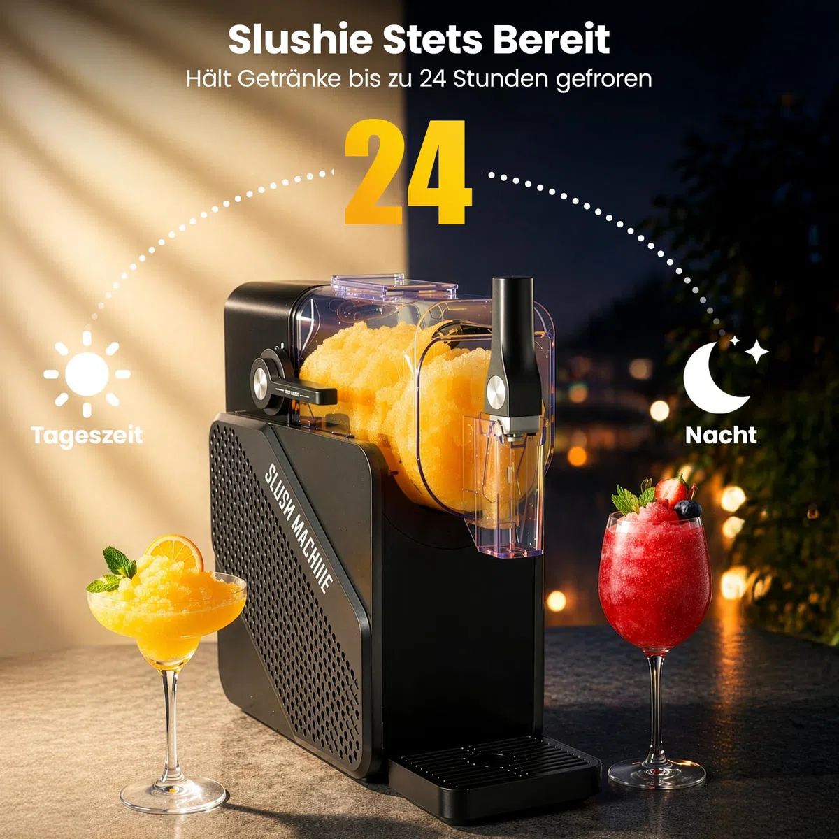 Slush-Maschine, 2Liter, für gefrorene Getränke, Frappés und Milchshakes, 5 voreingestellte Programme, selbstreinigend