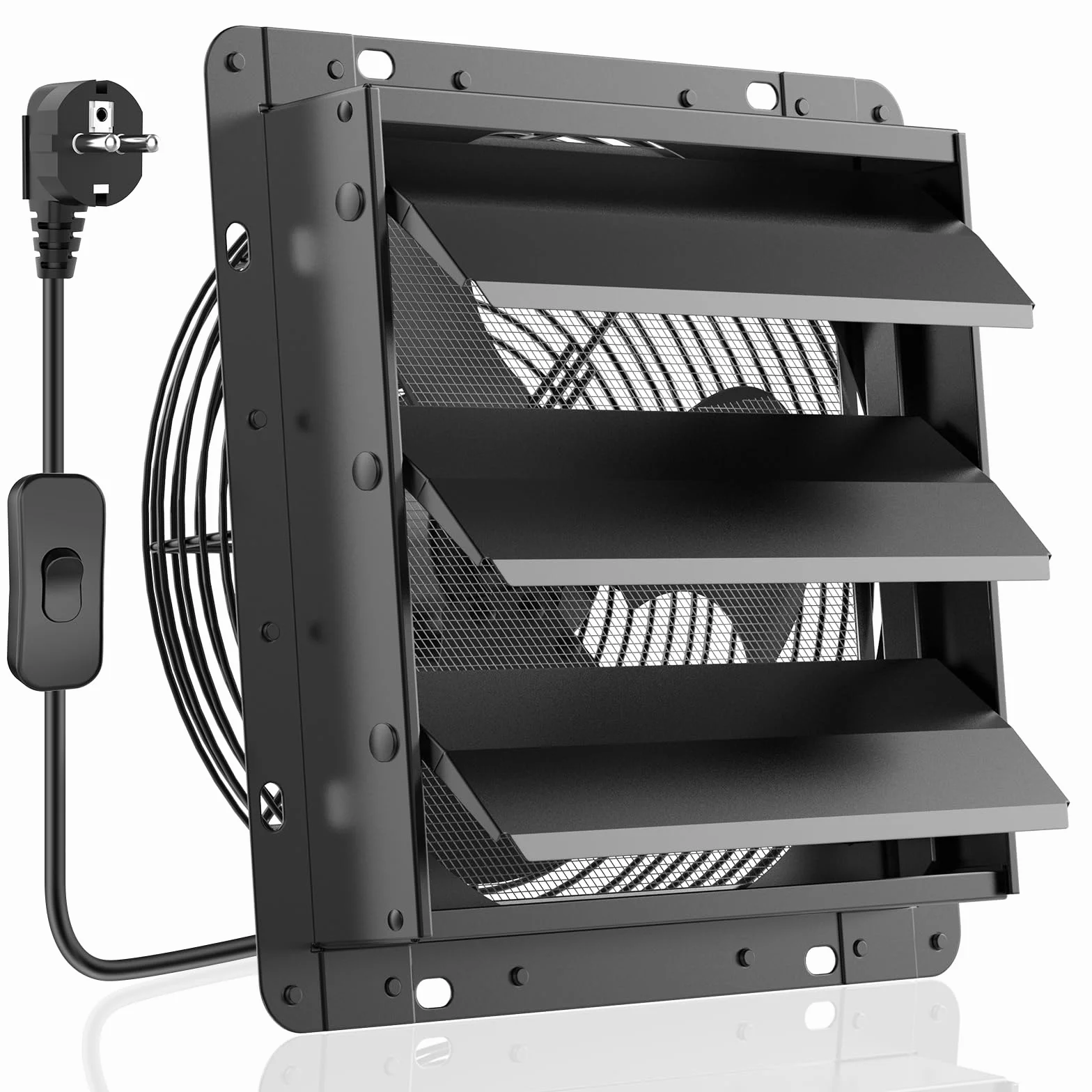 HG Power 250mm Abluftventilator Industrie Wandventilator 1100m³/h mit Maschensieb EU-Stecker Aluminium