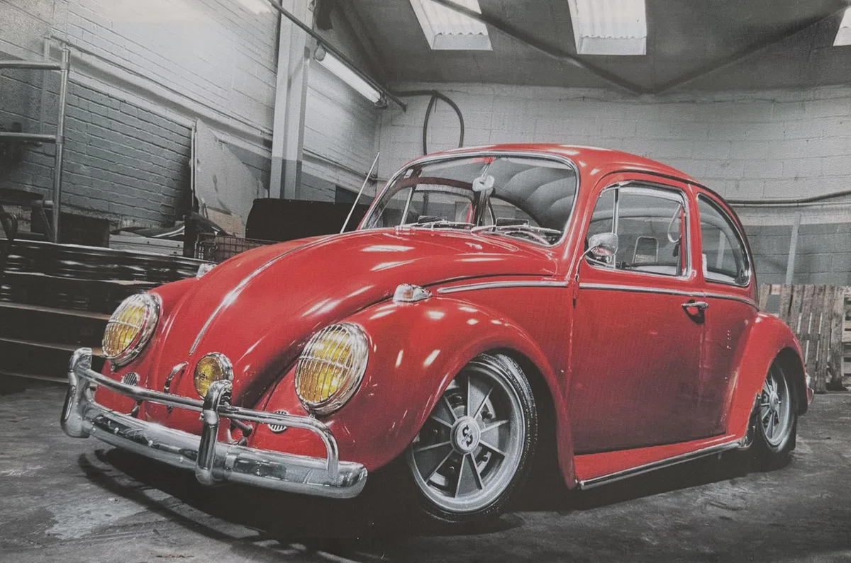 Samarkand - Lights LED Bild Leinwand 65x45 cm mit Beleuchtung – Oldtimer Auto/Classic Car/Käfer/Wandbild – LED Leuchtbild batteriebetrieben/Deko für Wohnzimmer, Garage, Geschenk