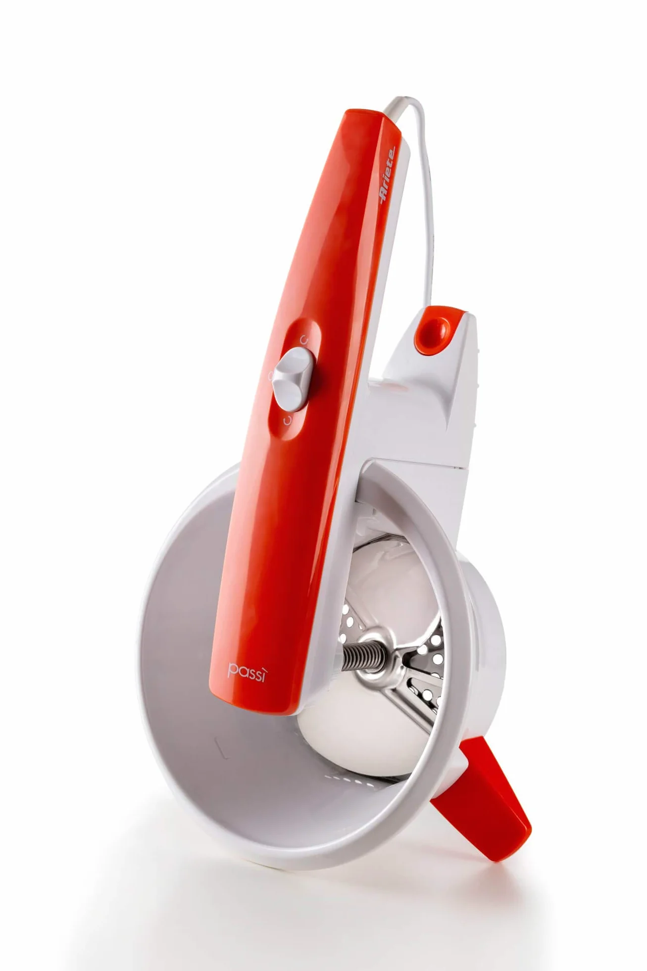 Ariete Passì Orange 2.0 261, Elektrische Passiermühle, 3 Siebscheiben Inklusive, In Einzelteile Zerlegbar und Spülmaschinenfest, 25W, Weiß/Orange