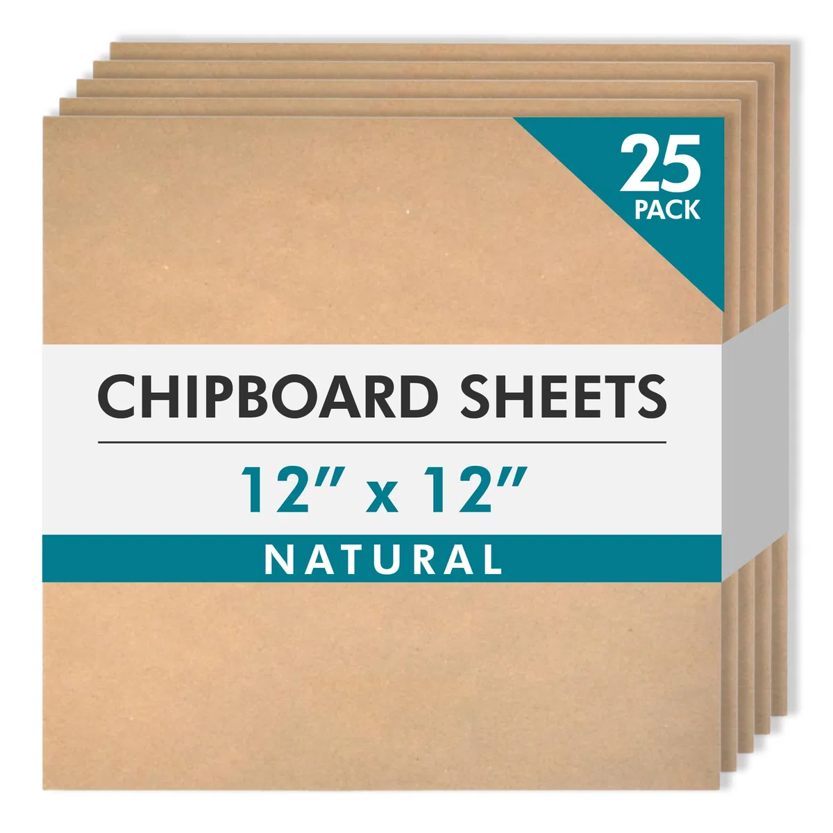 Grafix Medium Weight Chipboard Säurefreie Spanplattenbögen, 0,1 cm, für dreidimensionale Verzierungen für Karten, Papierbastelarbeiten, gemischte Medien, Heimdekoration und mehr, Natur, 12 x 12, 25