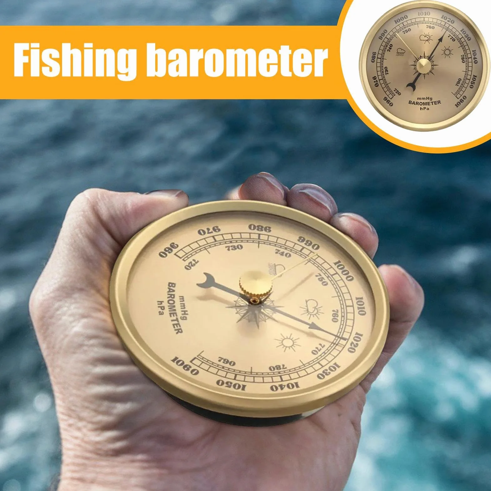 Outdoor Barometer - Wetteranzeige für Draußen,Tragbarer Barometer für Angeln Surfen Wandern Camping Bootfahren Jagdaktivitäten Unisex | Angelausrüstung Seen