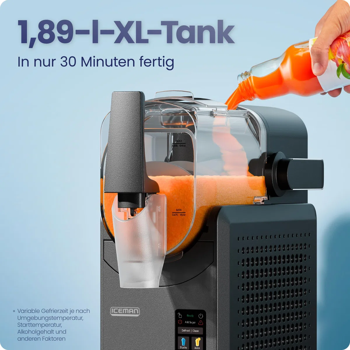 Iceman 1,9L Slushie-Maschine, 5 Voreinstellungen, kein Eis & kein Mixen | für Margaritas, Frappes & Shakes, Touchscreen, einfacher Dosierhebel, Schwarz