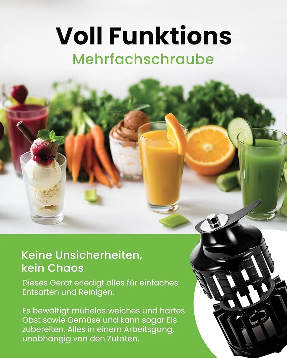 Hurom Slow Juicer | Entsafter Gemüse und Obst | H400 | Leicht zu Reinigen & Leiser Motor Elektrischer Entsafter mit großem Behälter und Siebfilter 2L | 150 Watt | BPA Frei | Schwarz