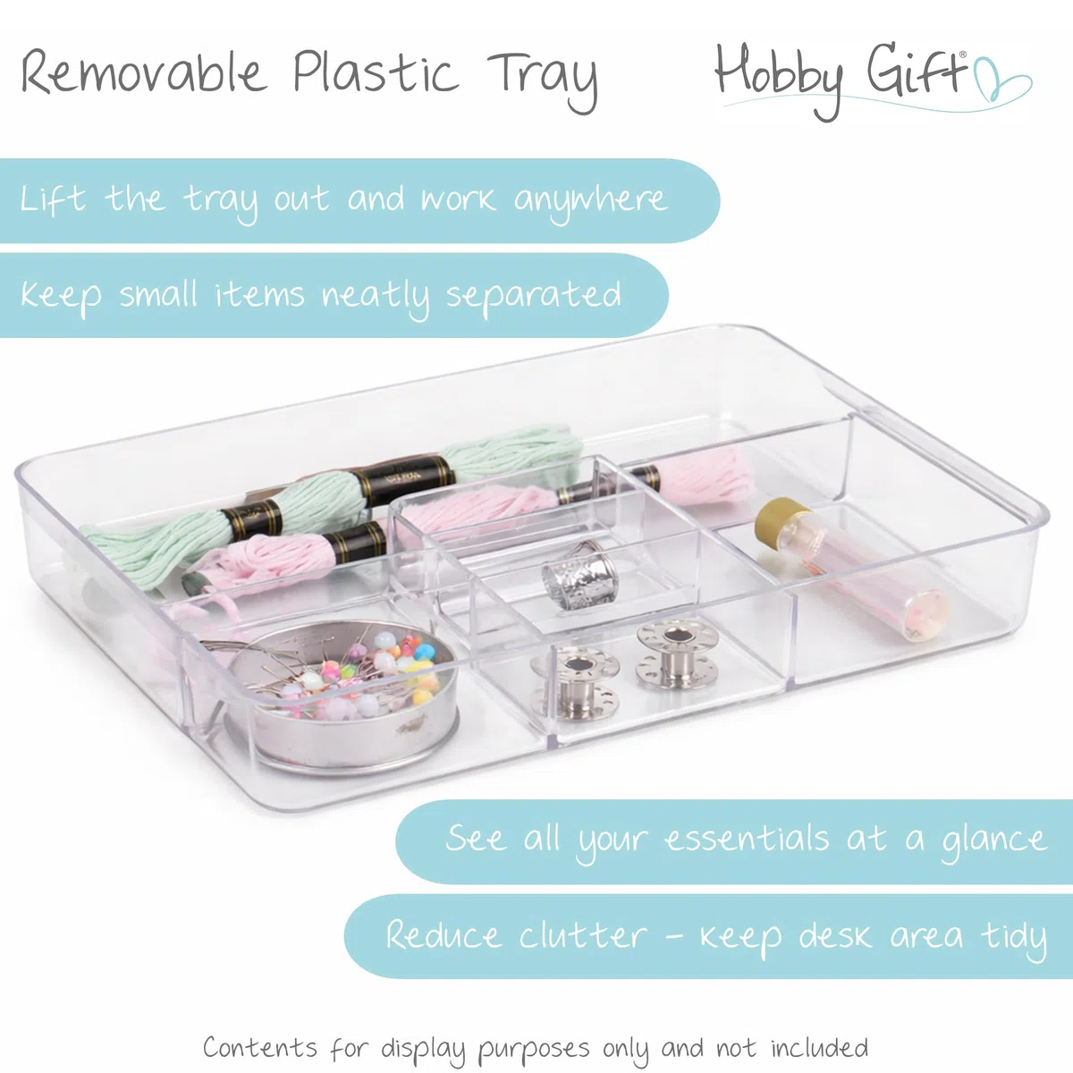 Hobby Gift Große Aufbewahrungsbox zum Nähen und Basteln mit Doppeldeckel, appliziert, bestickt, Haby Notions
