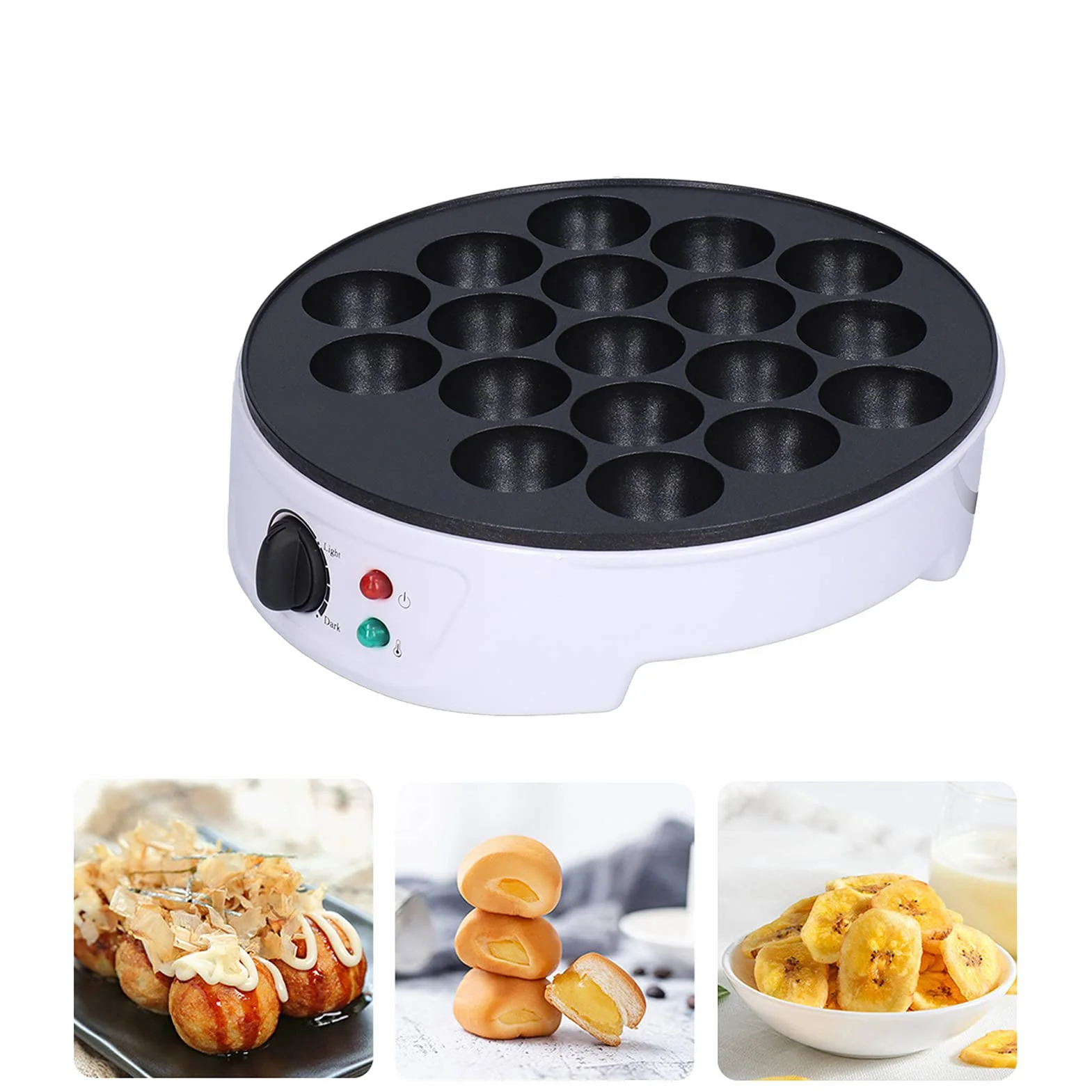FLEXMAN 18 Loch Takoyaki Maker, 750 W Tragbare Elektrische Backform für Oktopusbällchen, Antihaft Frühstücksmaschine für die Zubereitung Japanischer Takoyaki Oktopusbällchen