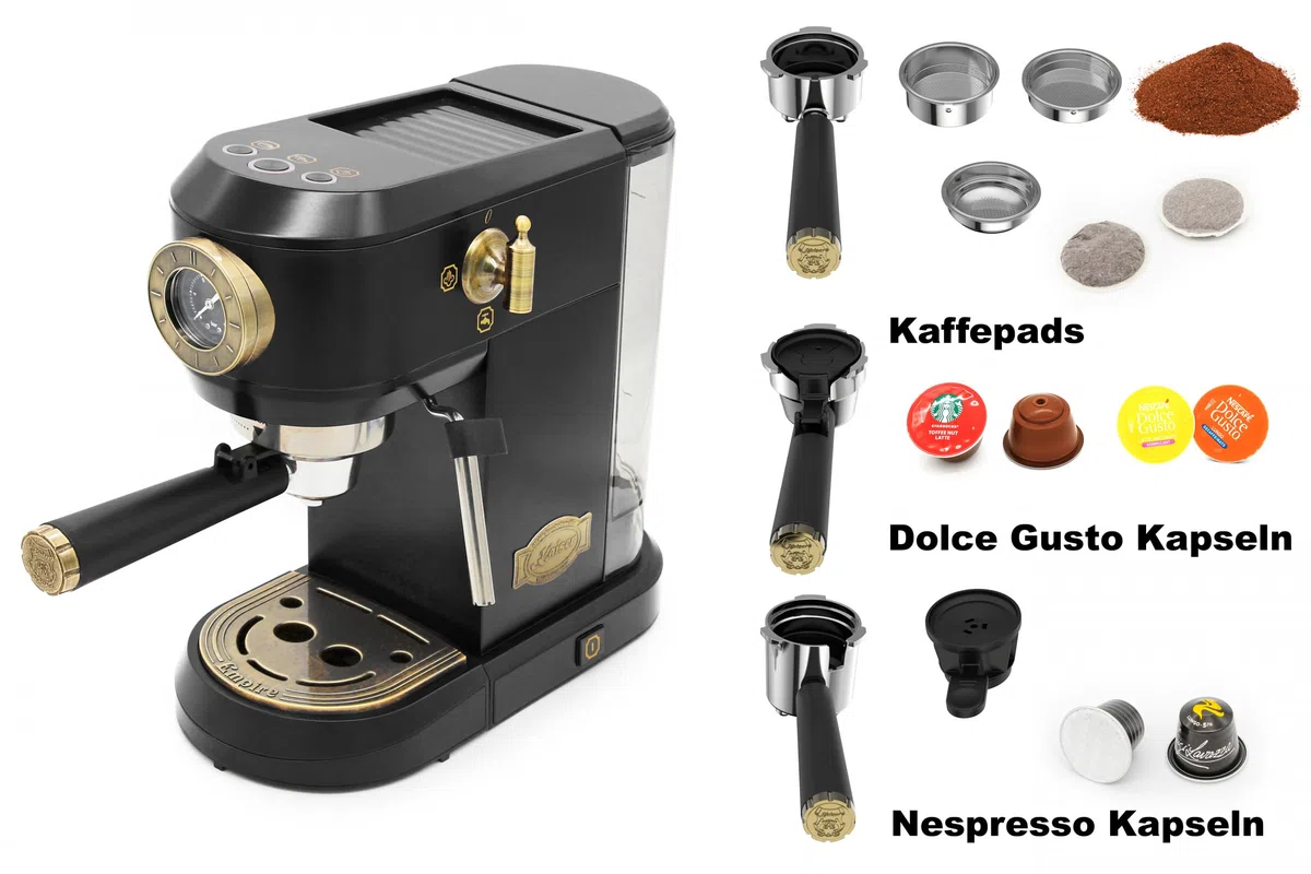 Kaiser Empire M 2530 Em Mikrowelle 25L Mikrowellenherd mit Heißluft Grill 25 Funktionen + Retro Toaster T 4000 Em, 6 Toaststufen + Kaffeemaschine Kaiser KA 2005 Em Empire
