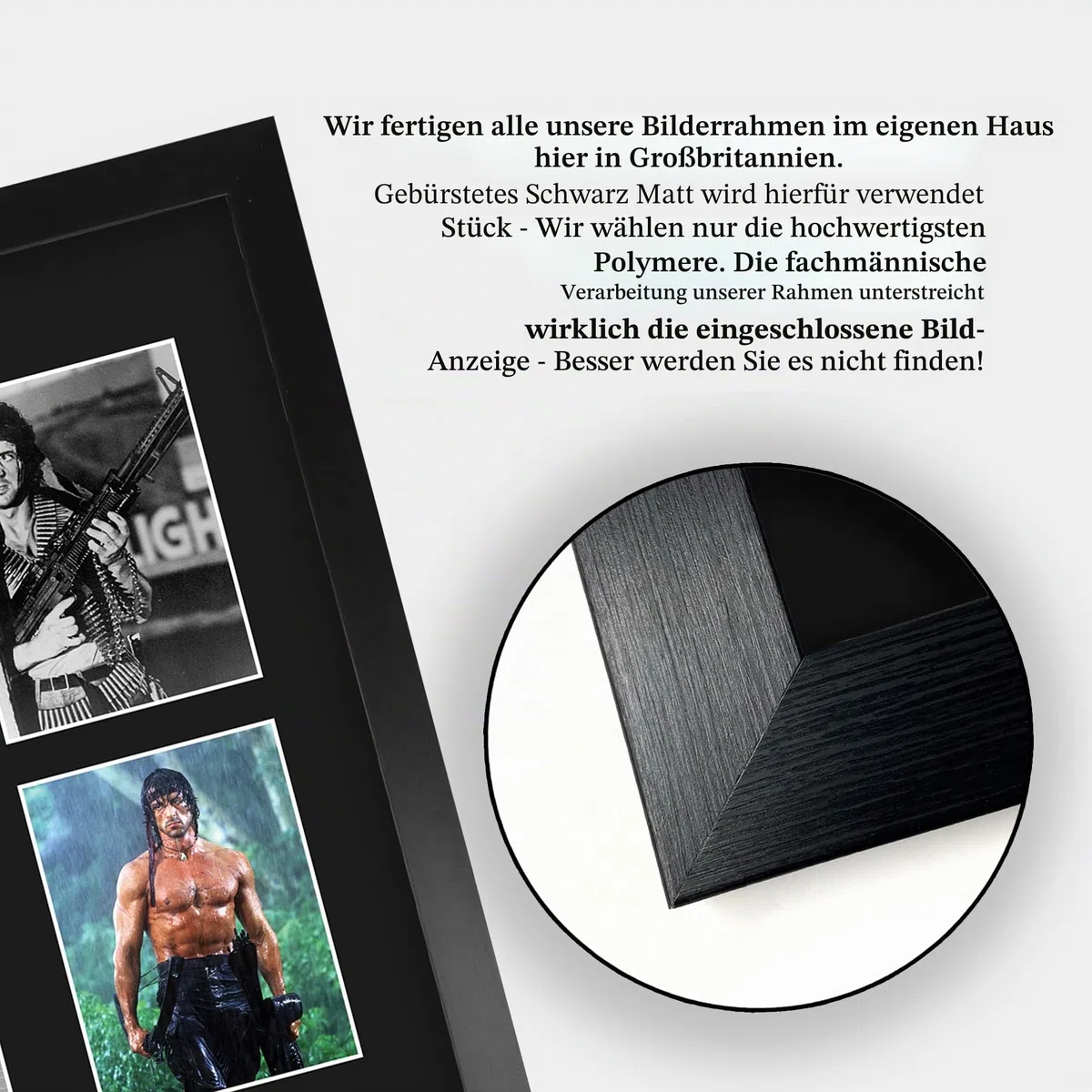 HWC Trading FR A3 Sylvester Stallone Rambo Geschenke Gedruckt, Signiert Autogramm Bild Display Für Film-Erinnerungsstücke-Fans - A3 Eingerahmt