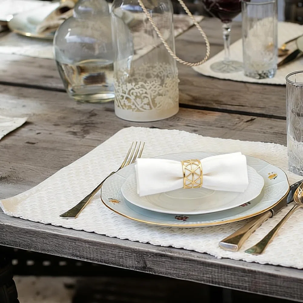 Gold Serviettenringe 100er Set Ausgehöhlte Serviettenringe Aus Metall Mit Schnallen Für Tischdekoration Bei Abendessen Feiertagen Hochzeiten Und Anderen Festen Moderne Serviettenringe