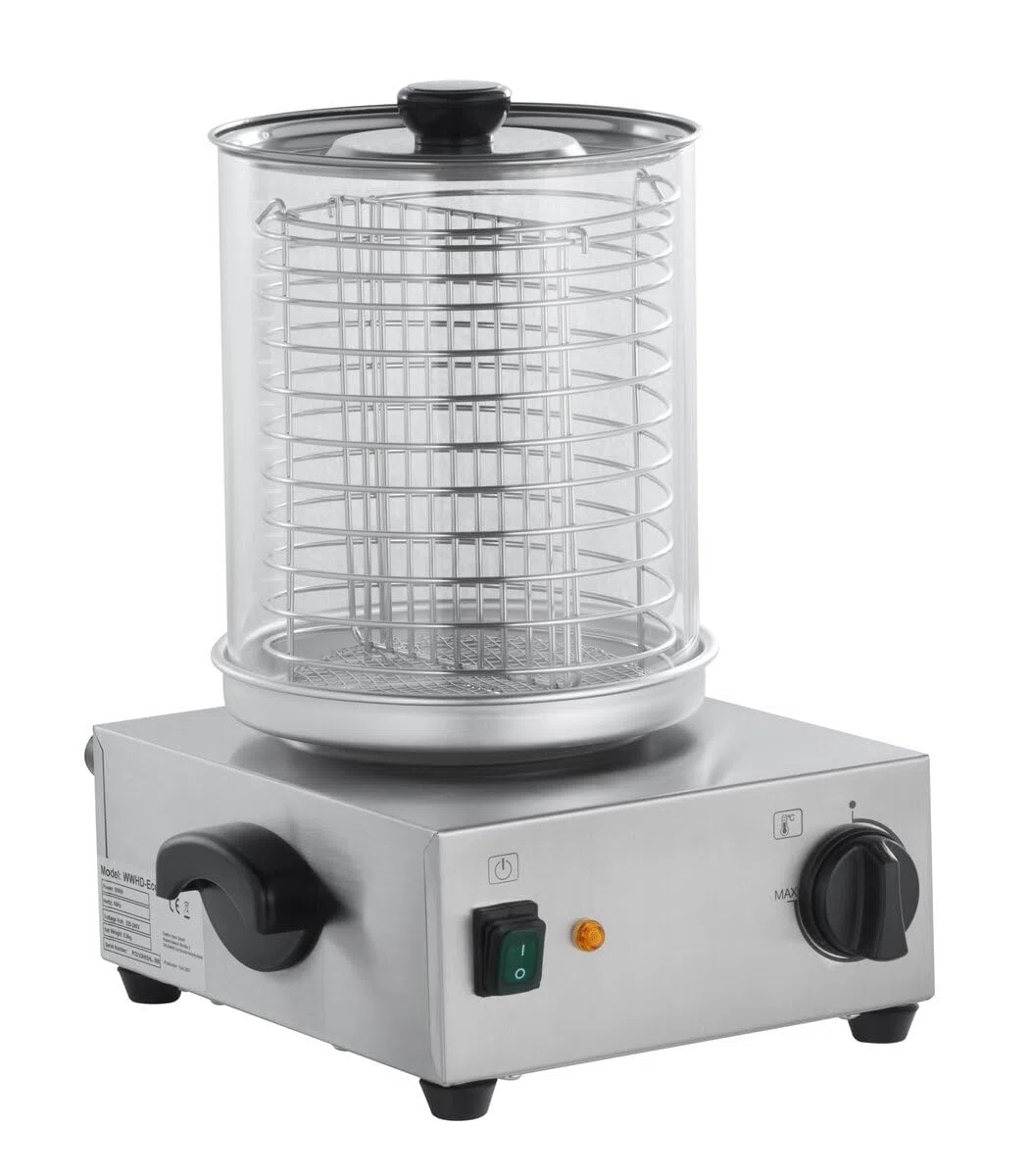 GastroHero Wurstwärmer Edelstahl Glaszylinder Ø200 mm Hot Dog Maker mit Temperaturregler 300 W Würstchenwärmer Gastro