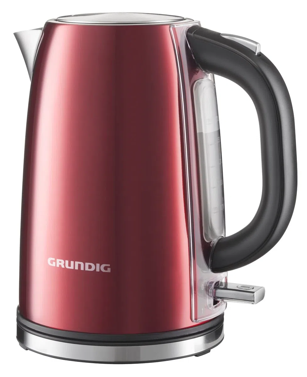 Grundig WK 6330 Wasserkocher, Rot (Metallic), Edelstahl