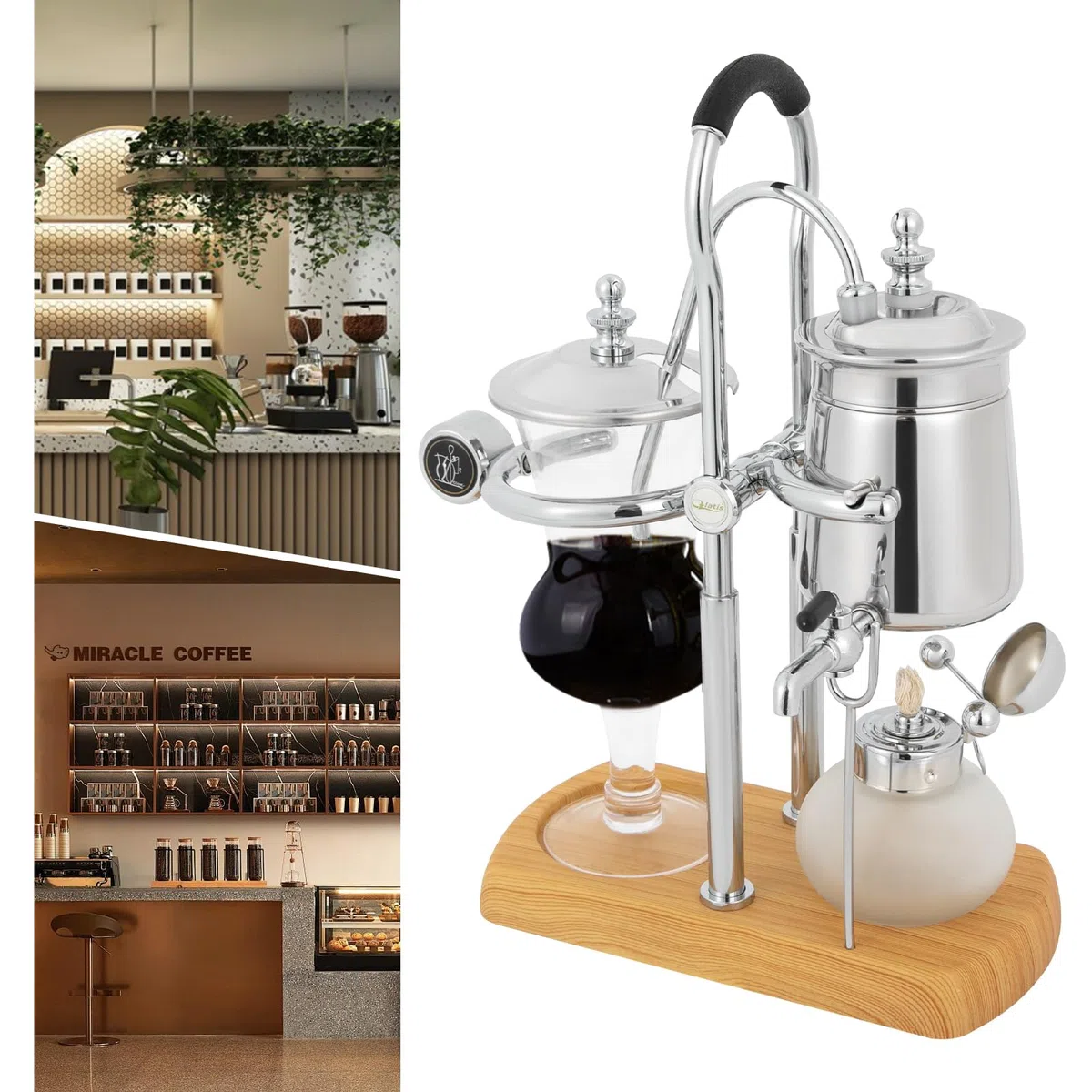 Siphon Kaffeemaschine Set, Belgische Belgien Royal Family Balance Siphon Siphon Kaffeemaschine, Vakuum-Kaffeebereiter, Kaffee- und Teebrüher Extraktionswerkzeuge für handgebrühten Kaffee