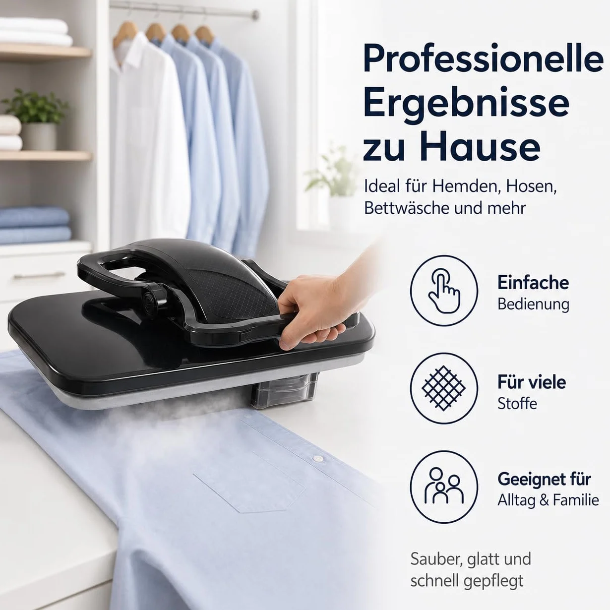 2200W Intelligente Dampfpresse Digitale Dampfpresse mit 5 Stoffeinstellungen 90-200℃ Temperatureinstellung Dampfbügelpresse mit Touchscreen Bügelpresse Mangel Bügelmaschine