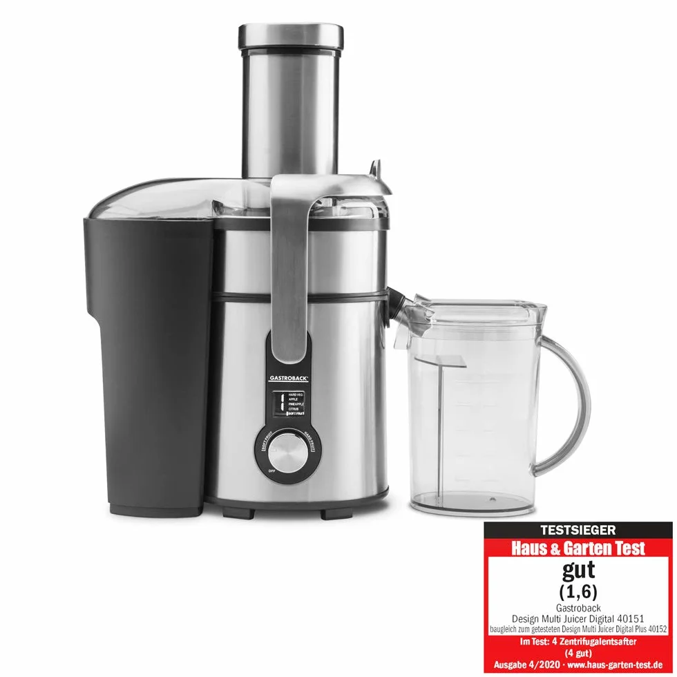 Gastroback Entsafter 40151 Design Multi Juicer Digital, 1300 Watt Profi-Motor, XXL - Einfüllschacht (Ø 84 mm), 5 Geschwindigkeitsstufen