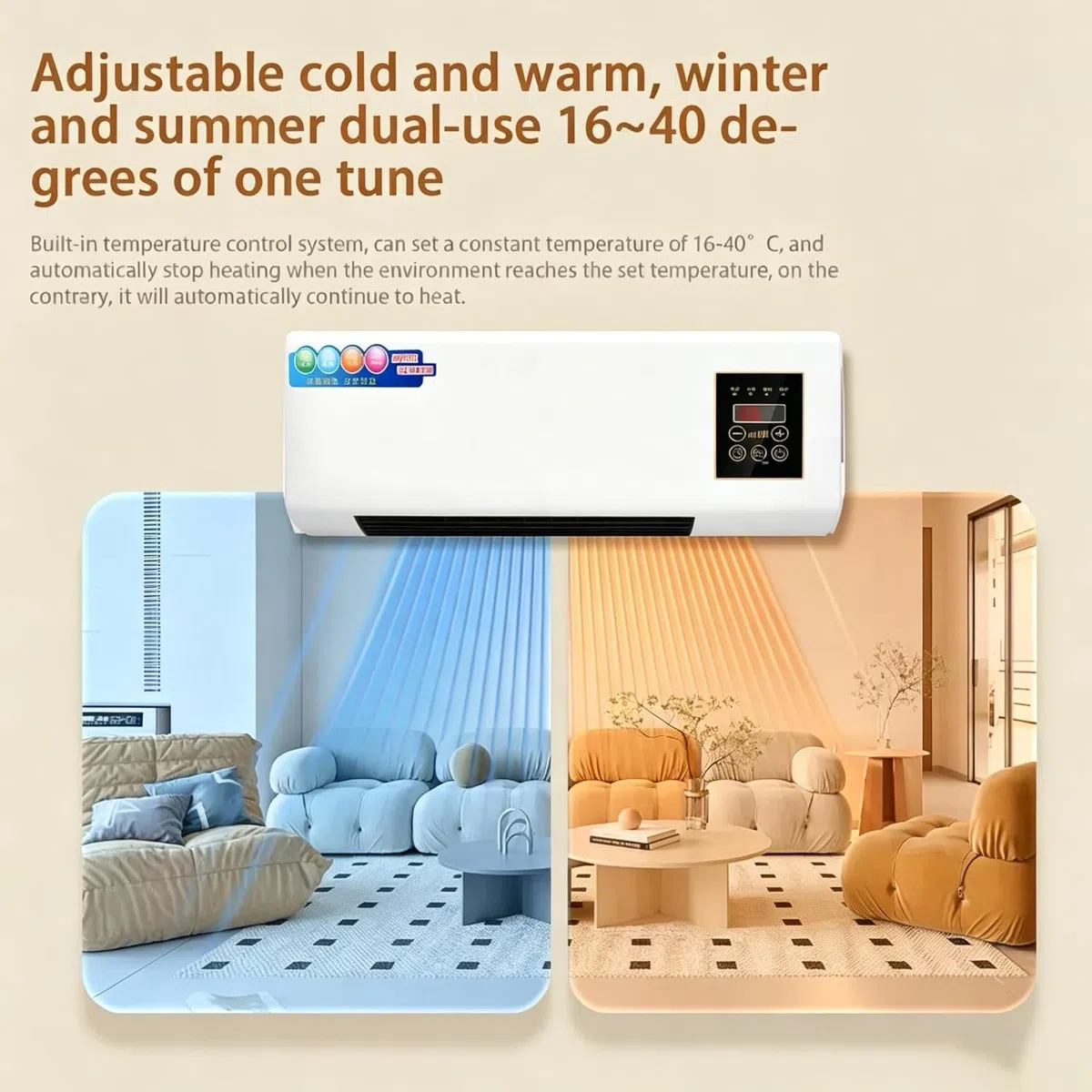 Tragbarer 2-in-1 Wandventilator Plug Play energieeffizient für Zuhause