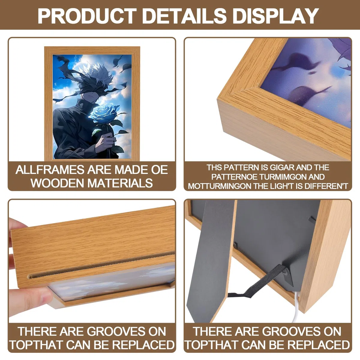 Forhome Jujutsu Kaisen Beleuchtete Gemälde,LED Wandkunst Dekor,Beleuchtete Gemälde,USB-betrieben,LED Glowing Photo Frame,LED Desktop-Rahmen für Heimdekoration (B)