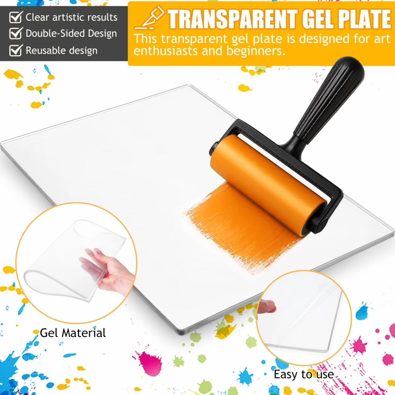 Gelli Printing Plate A3 (40x28cm) – Profi Gelplatte für Monotypie & Mixed Media – Transparente Druckplatte für Scrapbooking & Stoffdruck – Pflegeleicht