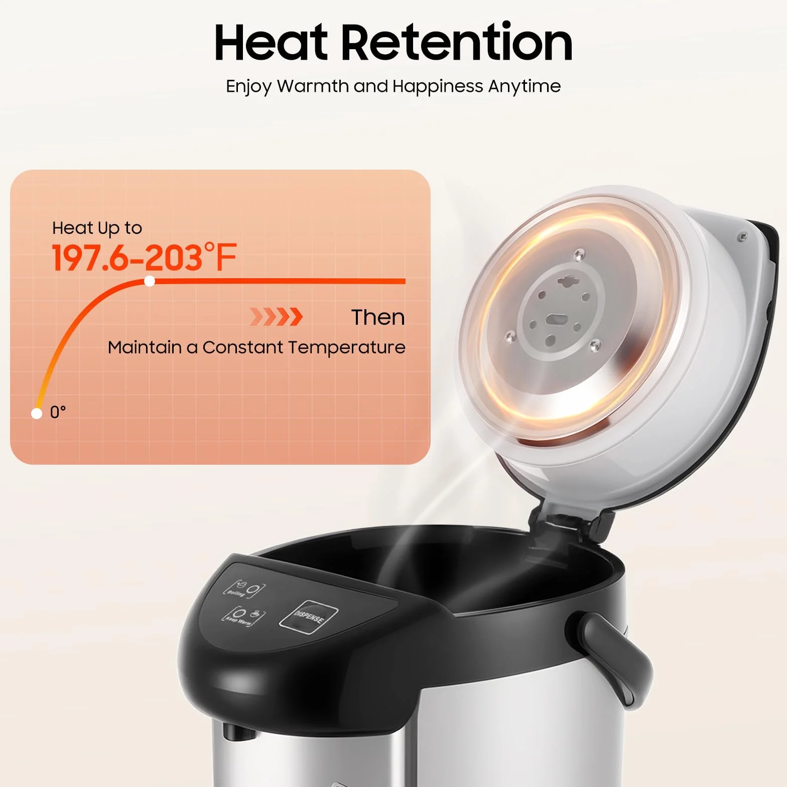 4L Heißwasserspender 750W Elektrischer Wasserkocher Edelstahl Thermopot-ähnlicher Heißgetränkeautomat Glühweinkocher drei Ausgabemethoden für Haus, Schule, Büro, Hotel (Schwarz)