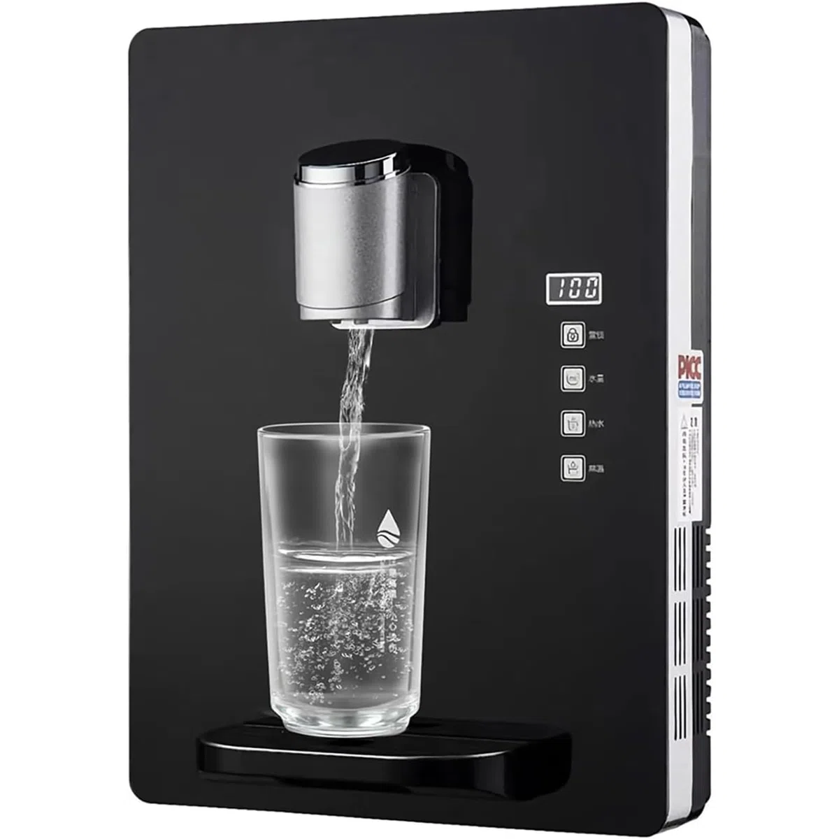 An der Wand montierter, netzgespeister Wasserspender, intelligenter Trinkwasserspender mit doppelter Temperaturregelung, 30 l/h Haushaltswasserkessel, drei Sekunden schnelles Aufheizen(Black)