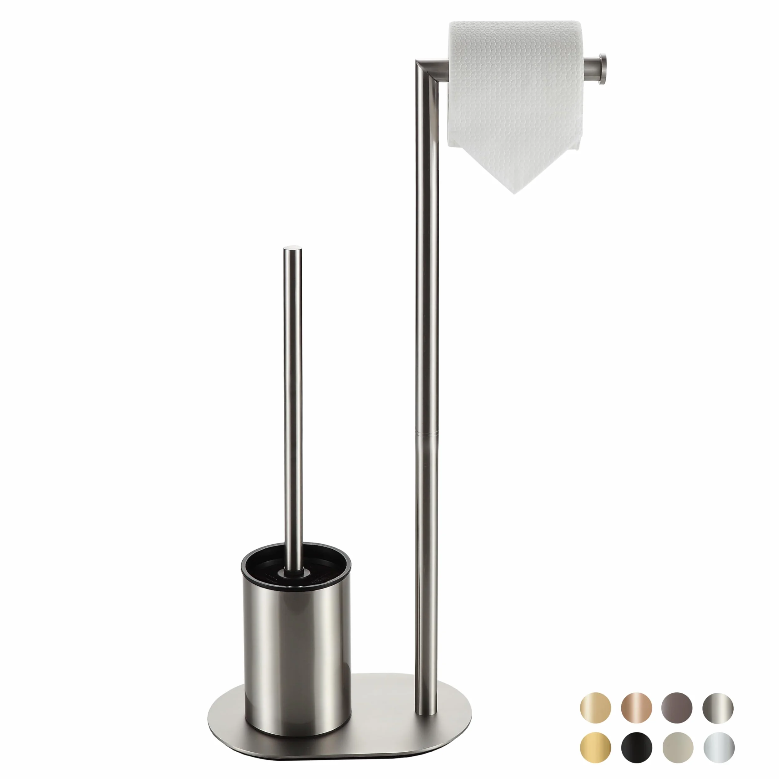 BVL WC Garnitur Geburstetes Nickel, Edelstahl WC Garnitur mit Toilettenpapierhalter, Klobürste WC bürste Klopapierhalter Stehend