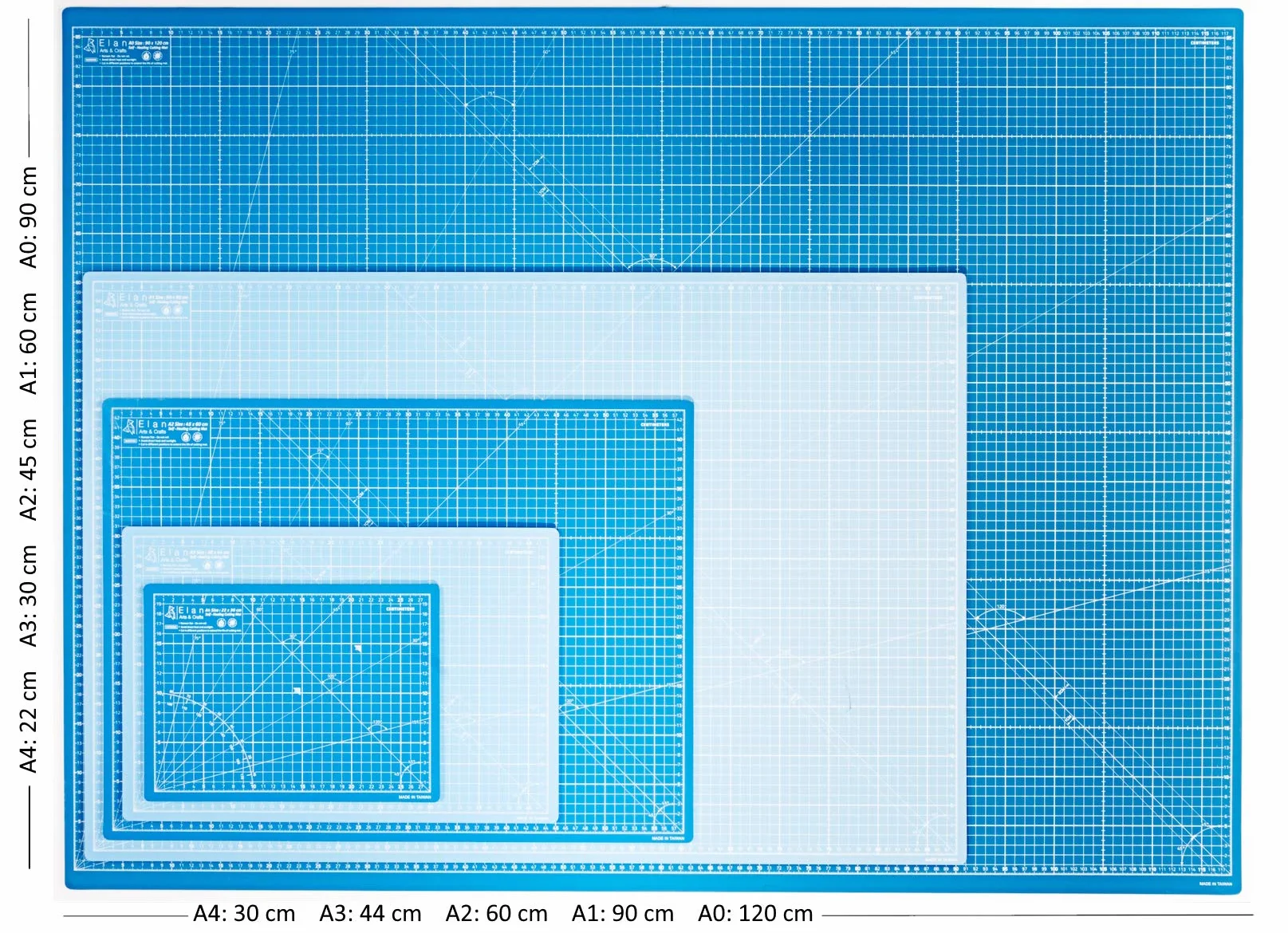Elan Schneidematte A1 Blau, 5-lagige Schneidematte 60x90 Selbstheilend, Bastelunterlage Schnittfest A1, Cutting Mat 60x90, Schneideunterlage Basteln
