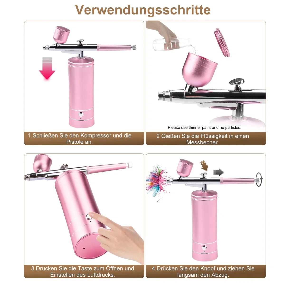 Daakro Wireless Airbrush Set, Portable Handheld Cordless Airbrush Gun, Mini Rechargeable Air Brush for Makeup, Cake Decoration, Tattoos, and Face Painting