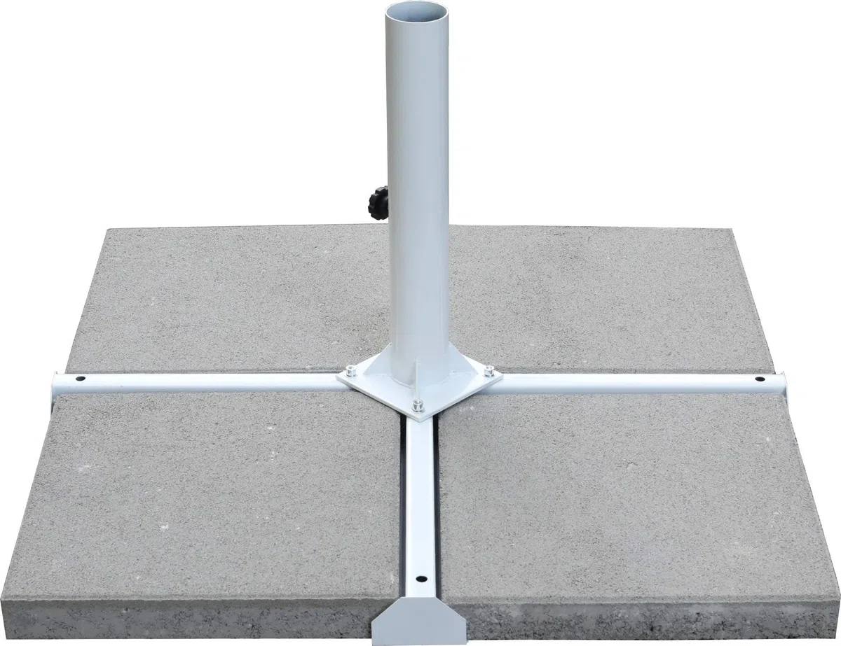 VIS Metallkreuz - Schirmständer sehr platzsparend, äußerst stabil - mit Rohr Ø65,5 mm, für Schirme mit Schirmast 60,00 mm - Verwendung mit 4xBetonplatten 400x400x50 mm, min. je 18 kg (nicht enthalten)