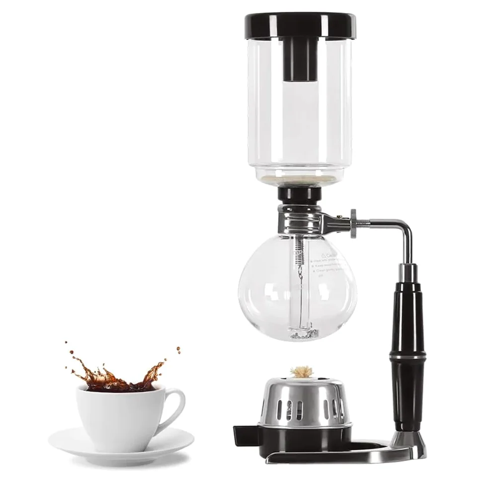 YUEHUA Professioneller Siphon-Kaffeemaschine, 5 Tassen (600 ml) – Vakuum-Kaffee-Brauer mit Alkoholbrenner, hohes Borosilikatglas, Verbrühungsschutz für Zuhause & Café