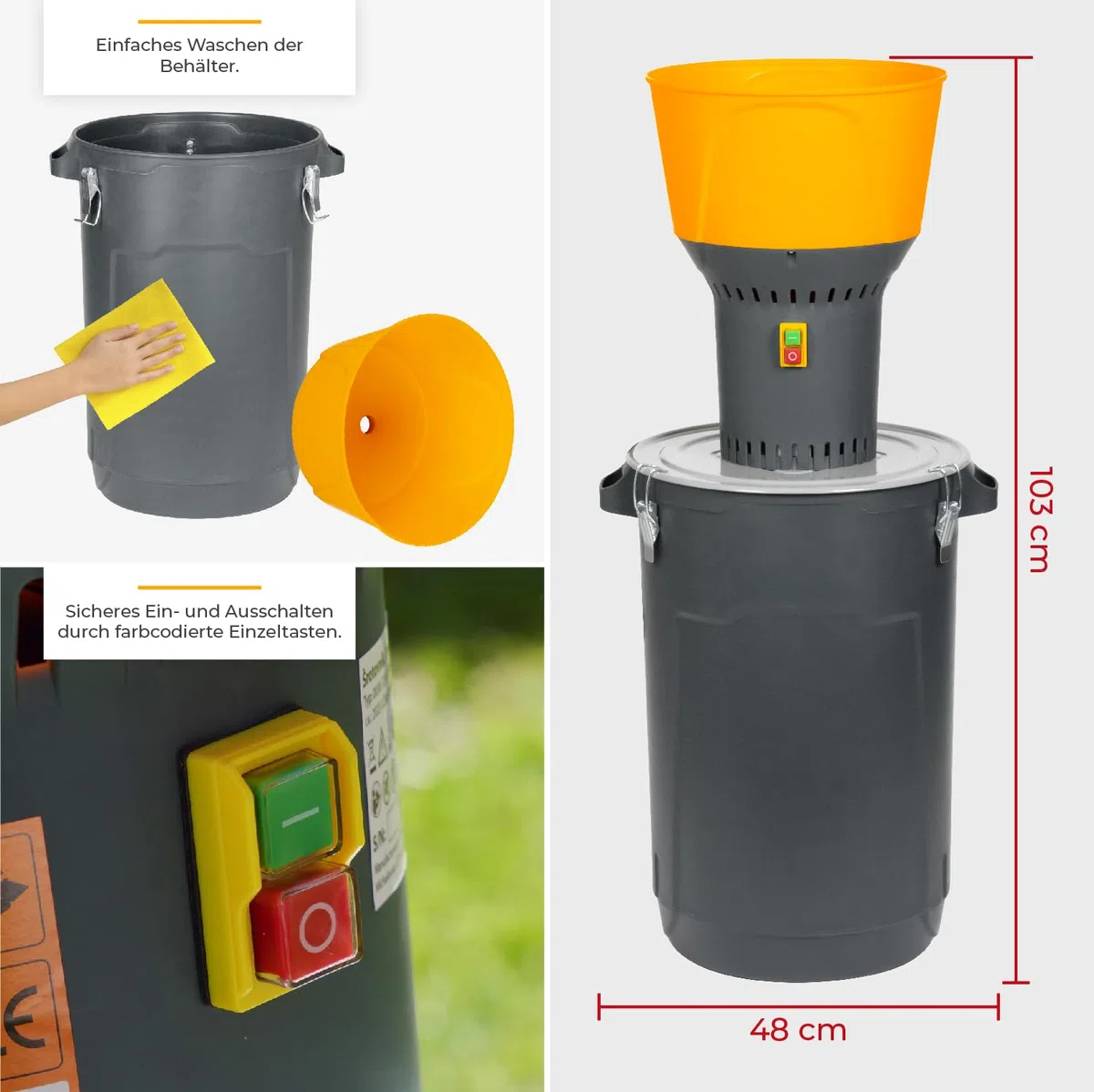 STREND PRO Getreidemühle Elektrisch 1300W 60L | mit 5 Siebe | Professionelle Elektrische Getreidemühle für alle Getreidesorten - Weizen, Gerste, Mais, Hafer | Kornmühle zur Fütterung von Vieh/Tieren