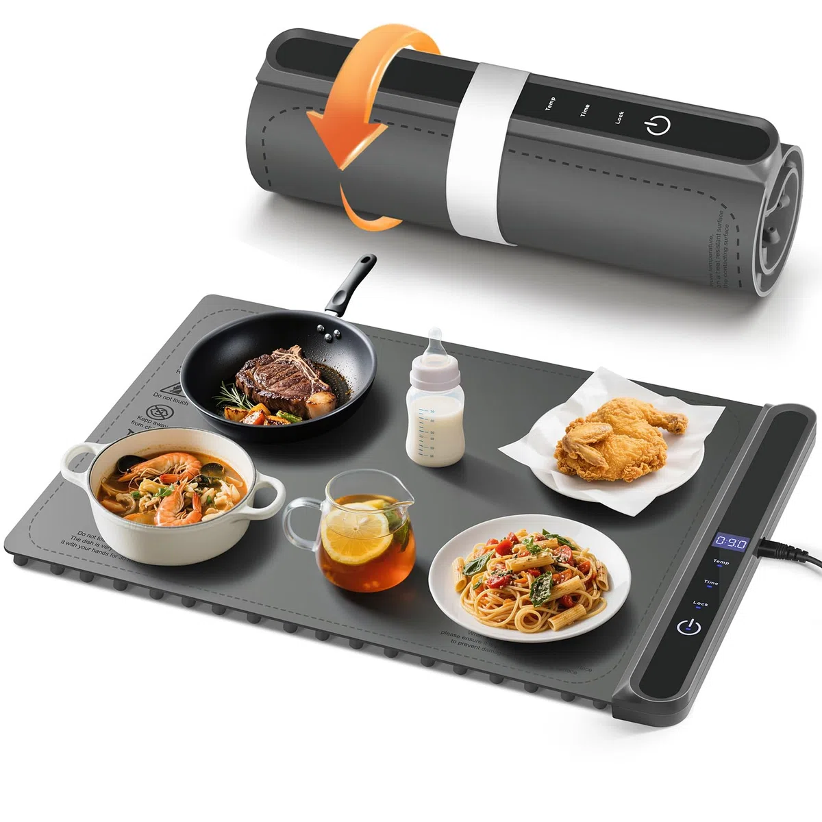 AUTOPkio Warmhalteplatte Elektrisch, Speisenwärmer Wärmeplatte 300W für Speisen Buffetwärmer 6 Temperatur & 9 Timer Automatisch, Kindersicherung für Buffets Server Party Auftauen