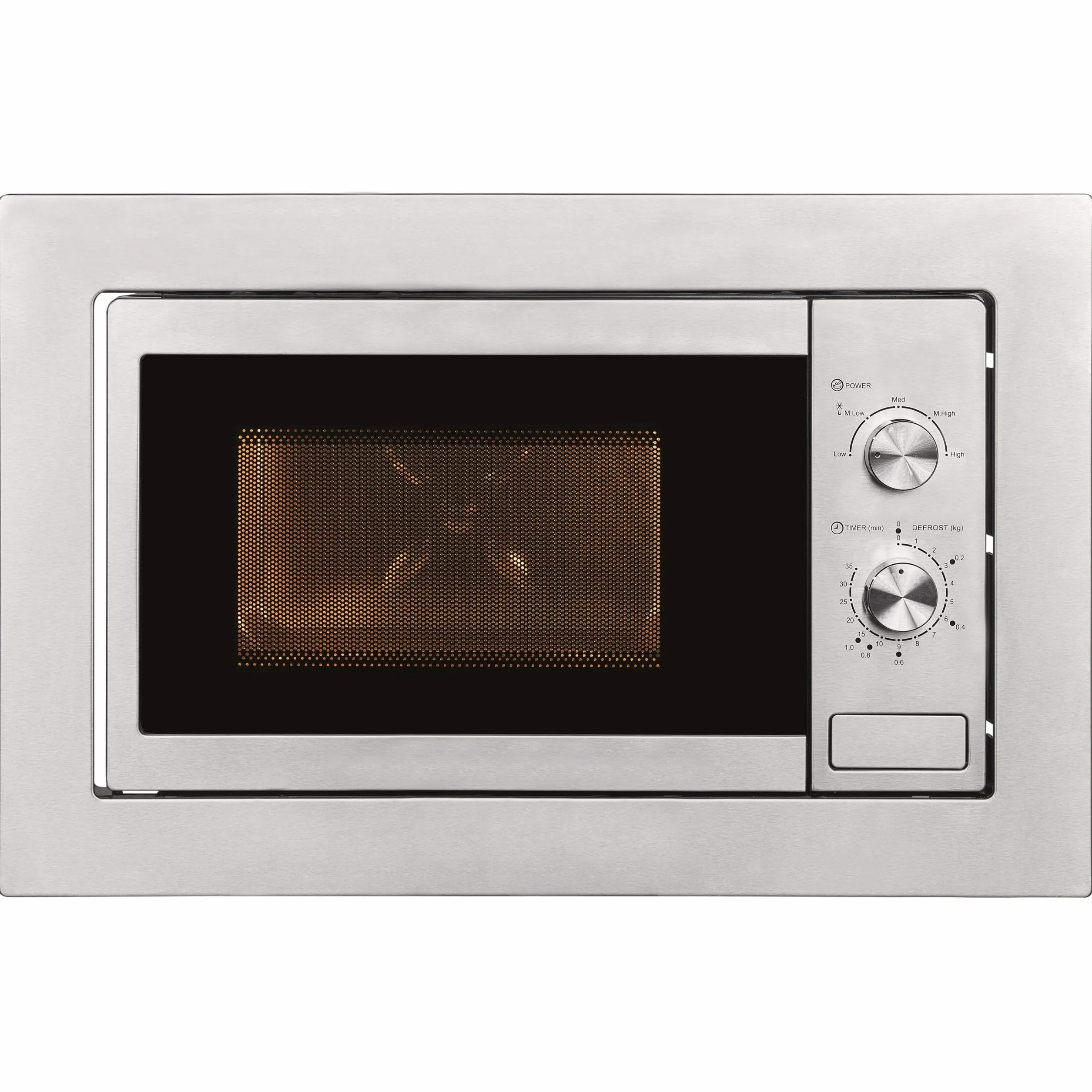 Exquisit Einbaumikrowelle 60 cm - 800 W, 20 L, Edelstahl | Einbaugerät mit 5 Leistungsstufen, 27 cm Drehteller, Auftaufunktion & 35-Min.-Timer – einfache Bedienung