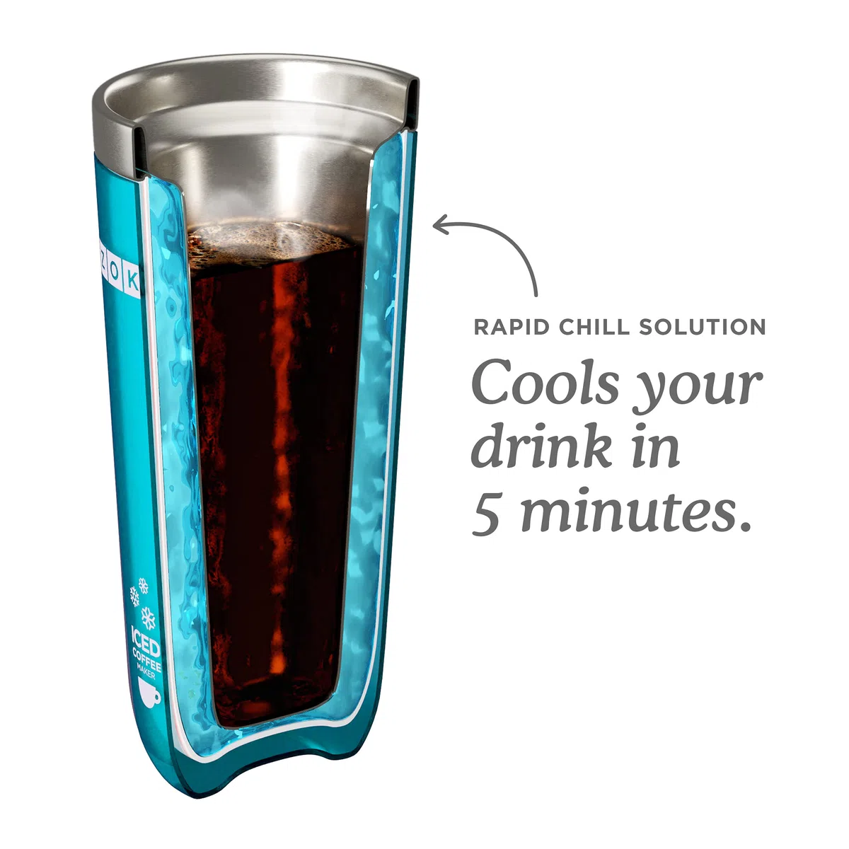 ZOKU Iced Coffee Maker, Eiskaffee, Maker, Eiskaffeezubereiter, Türkis, 325 ml, ZK121-TL