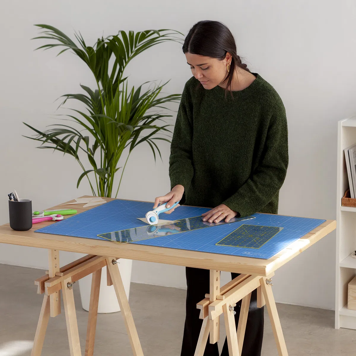 Elan Schneidematte A1 Blau, 5-lagige Schneidematte 60x90 Selbstheilend, Bastelunterlage Schnittfest A1, Cutting Mat 60x90, Schneideunterlage Basteln