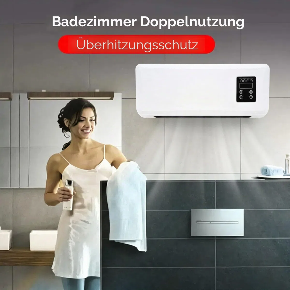 Climafy Wandventilator mit Fernbedienung, tragbarer Wandklimagerät Split, ohne Außengerät, konstante Temperatur