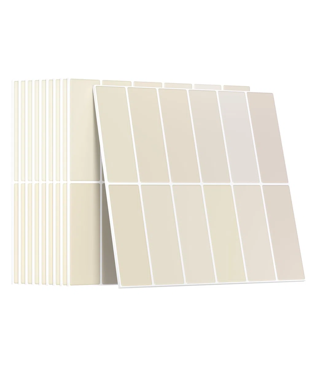 Yoillione Dickere 3D Fliesenaufkleber Selbstklebend PVC Metro Fliesenfolie Weiß Beige 10