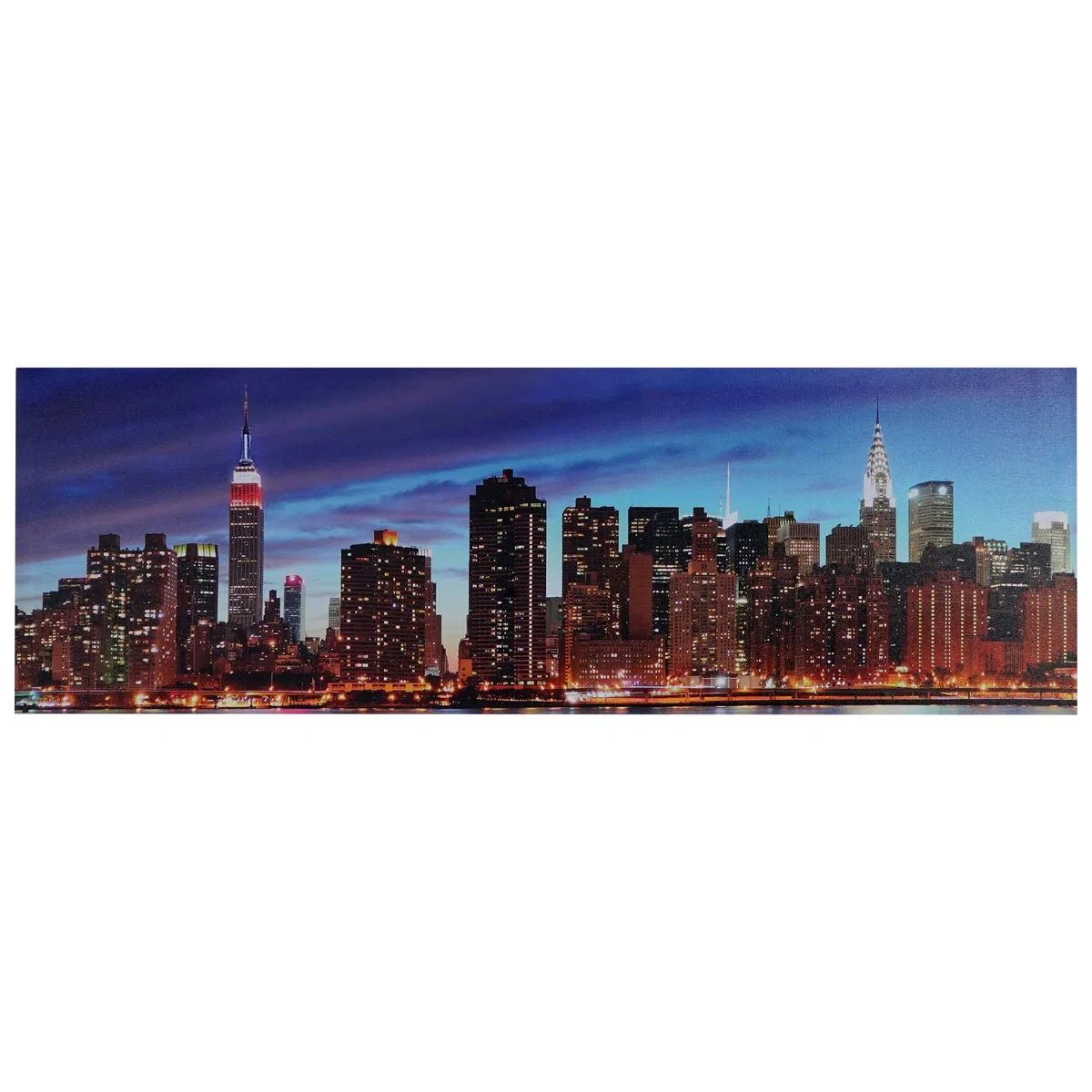 Mendler LED-Bild, Leinwandbild Leuchtbild Wandbild, Timer MVG-zertifiziert - 100x50cm New York, flackernd