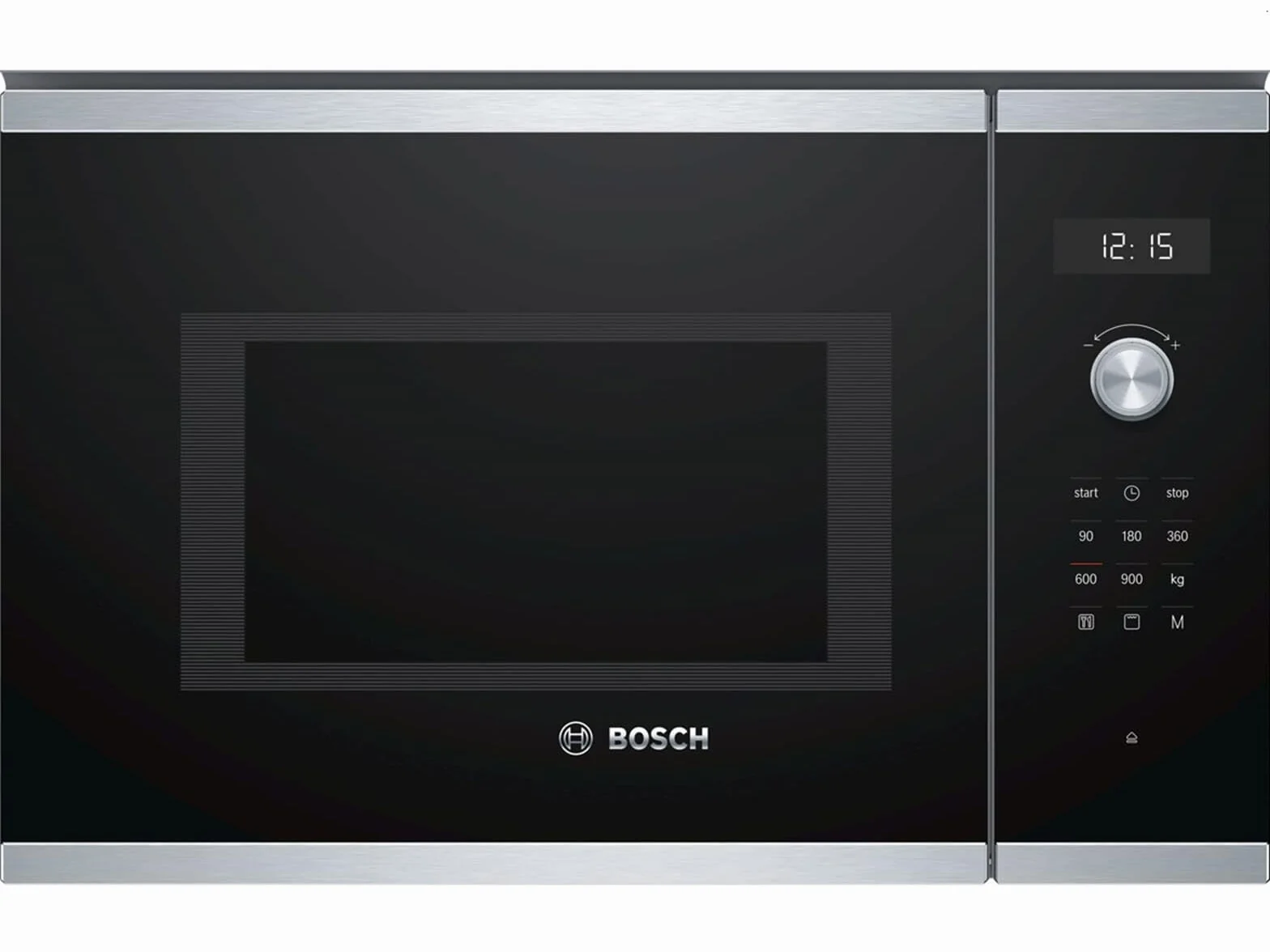 Bosch BEL554MS0 Serie 6 Einbau-Mikrowelle, 38 x 59 cm, 900 W, Drehteller 31,5cm, Türanschlag Links, AutoPilot 8 8 Automatikprogramme, Reinigungsunterstützung, LED-Touchdisplay, Edelstahl