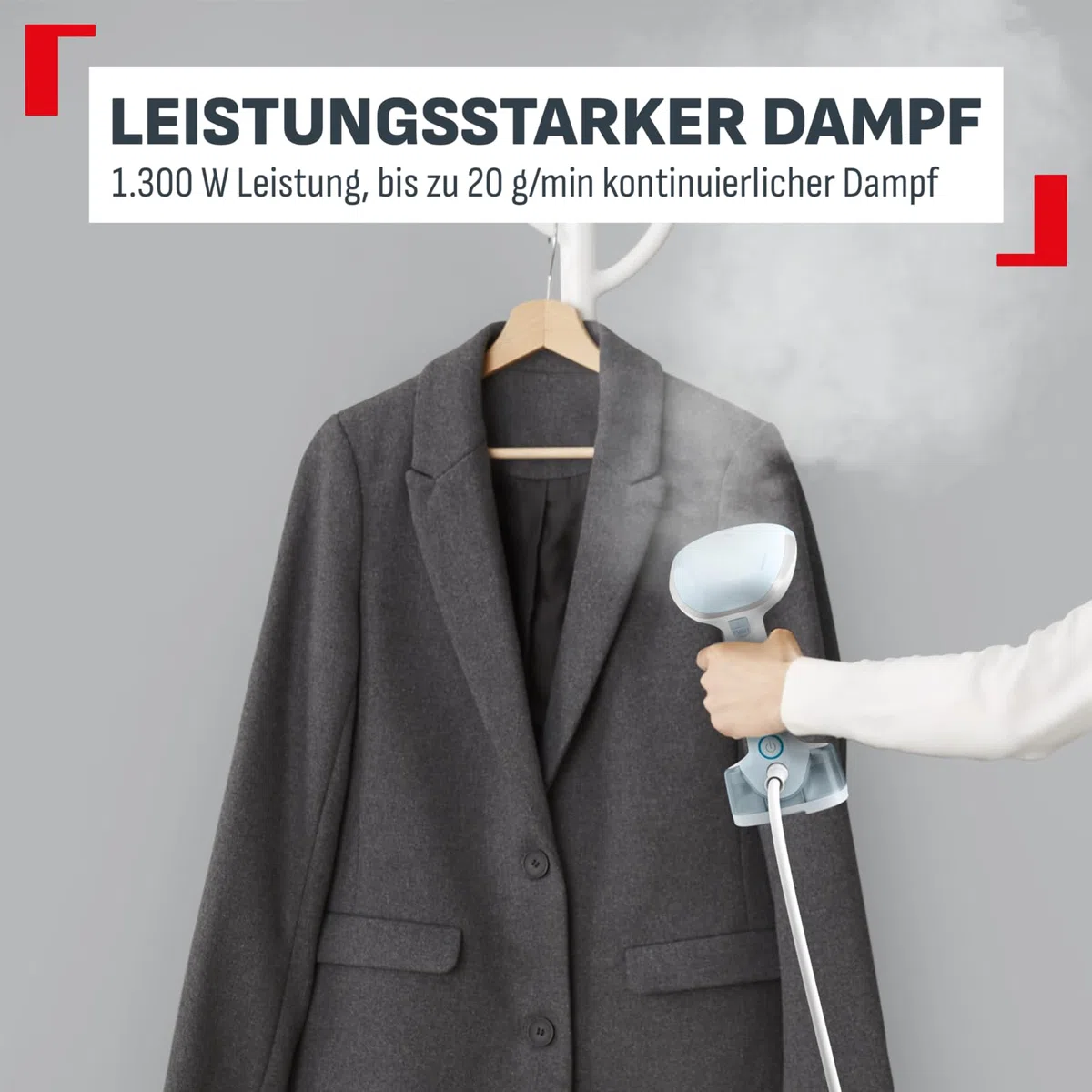 Tefal Access Steam Pocket Dampfbürste, Ultrakompaktes Design, Abklappbarer Bügelkopf, In 15 Sekunden betriebsbereit, 1300 W, Kont. Dampfabgabe bis zu 20 g/Minute, Leicht, 120 ml-Wassertank DT3041E1