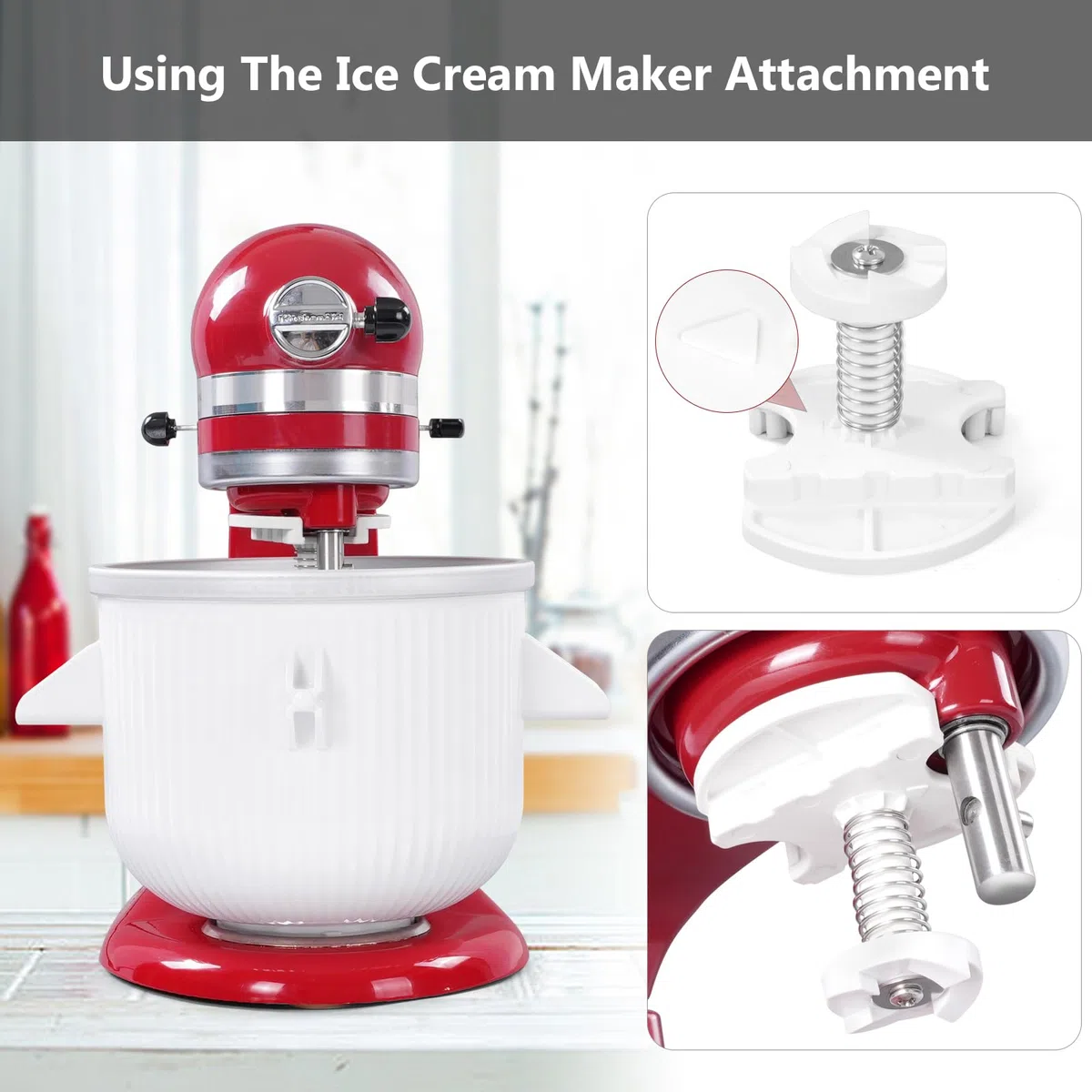 Gdrtwwh Eismaschine Aufsatz für Kitchenaid Standmixer, Eismaschine und Sorbet Gelato Maker, passend für Kitchenaid 4,3 L und 4.8 L Schüsselheber (spülmaschinenfest)