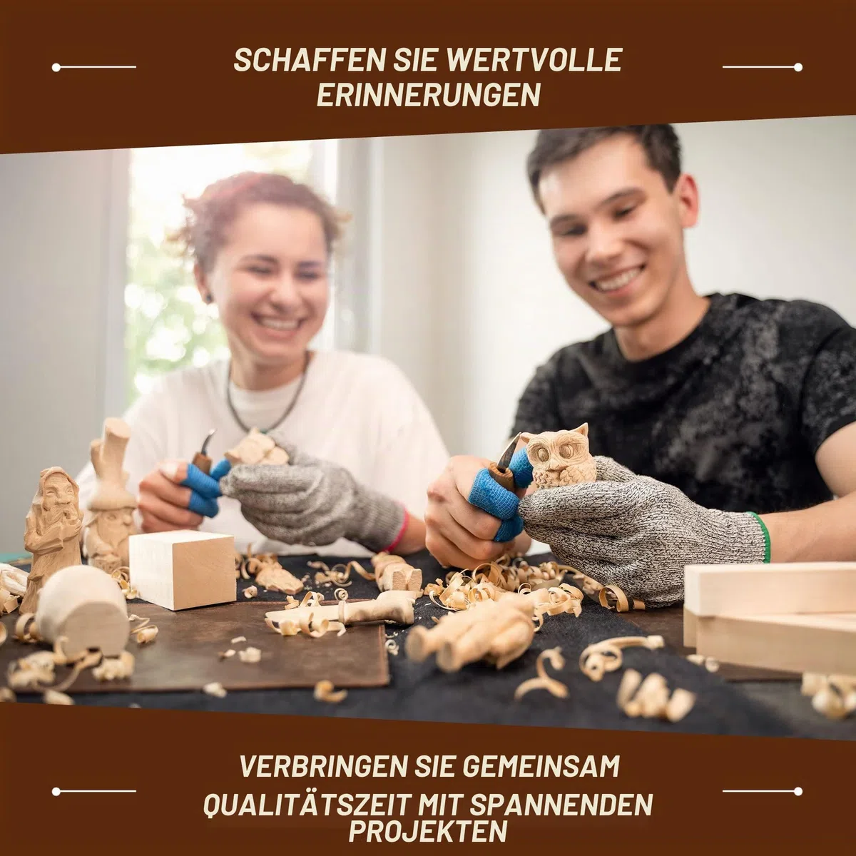 BeaverCraft Holzschnitzset für Kinder & Erwachsene - Holz Schnitzwerkzeug S16 mit Schnitzmessern Linde Holz-Blöcken zum Schnitzen, Hobby Schnitzmesserkit - Schnitzmesserset für Anfänger
