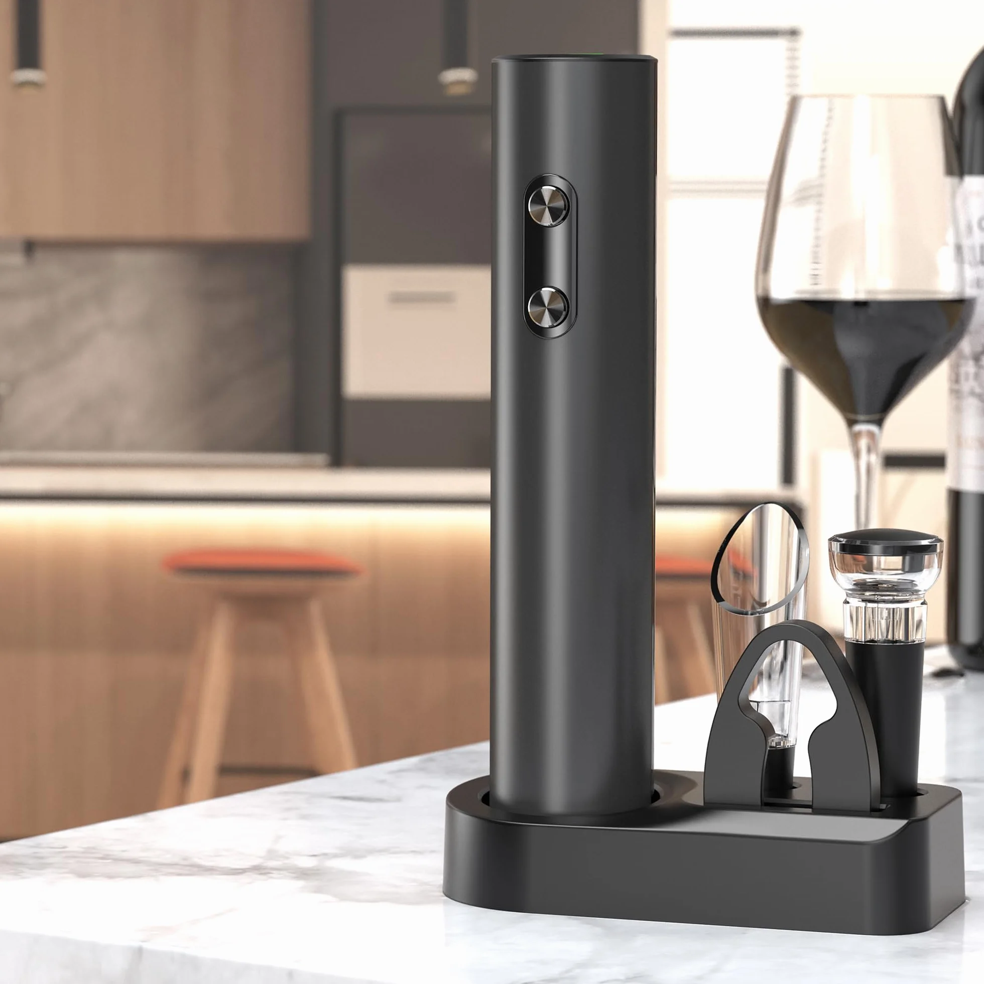 Korkenzieher Wein Weinöffner Elektrisch Automatischer Flaschenöffner Professionell für Weinliebhaber Geschenk (Schwarz, Basis-Set, Batteriebetrieben)