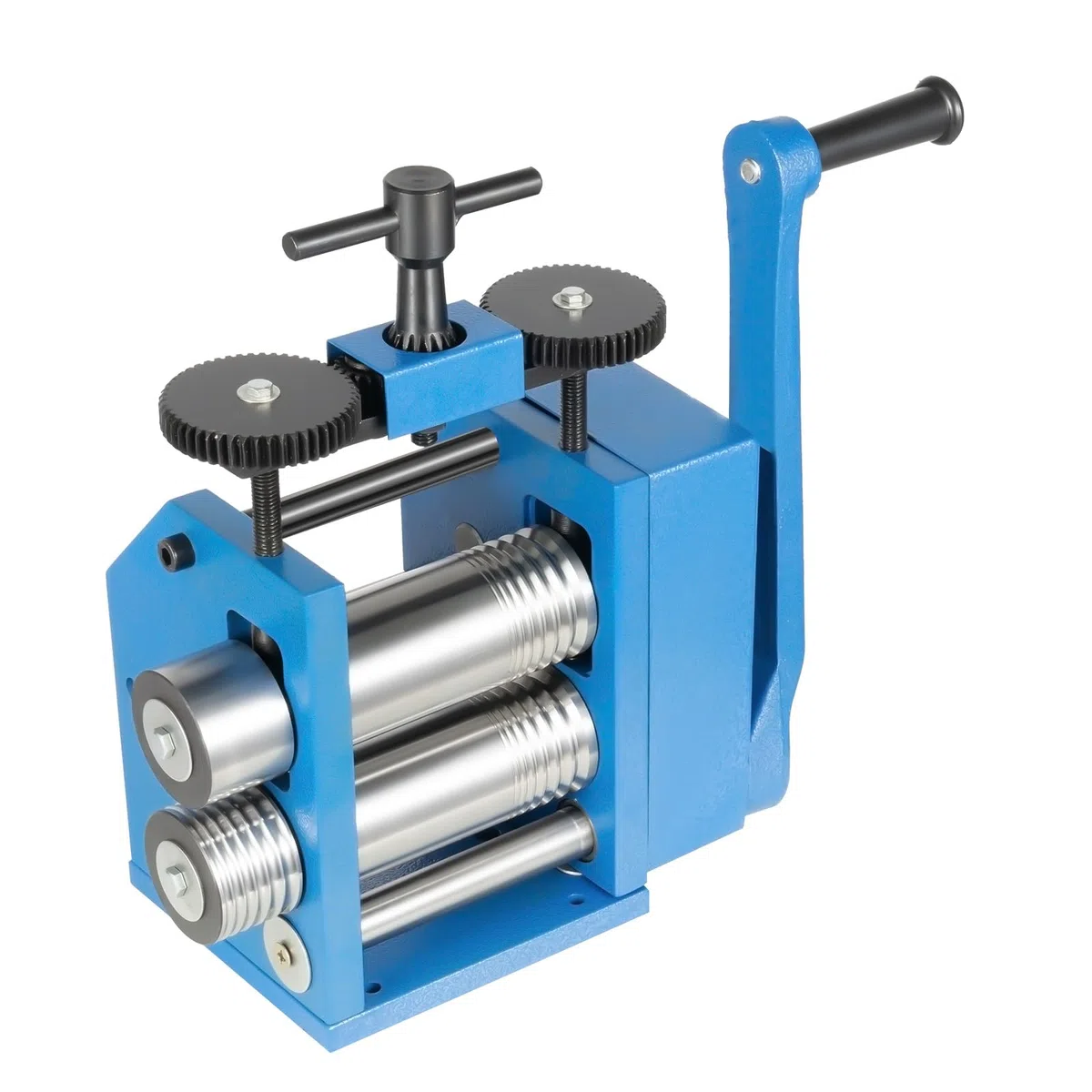 Walzmaschine 3 in 1, Manuelle Schmuckpresse und Walze für Blech und Draht, Walzwerk für Goldschmiede mit 1:6 Übersetzung, Einstellbare Dicke von 0.03 mm bis 6.5 mm