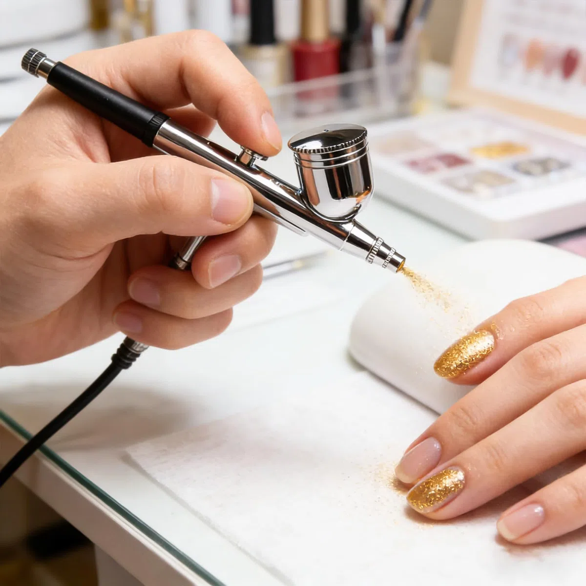 Airbrush Set mit Kompressor, 25 PSI Tragbares Airbrush-Kit Dual-Action-Airbrush-Pistole + Reinigungszubehör für Make-up, Nageldesign, Kuchendekoration, Modellbau & Tattoo-Modellierung