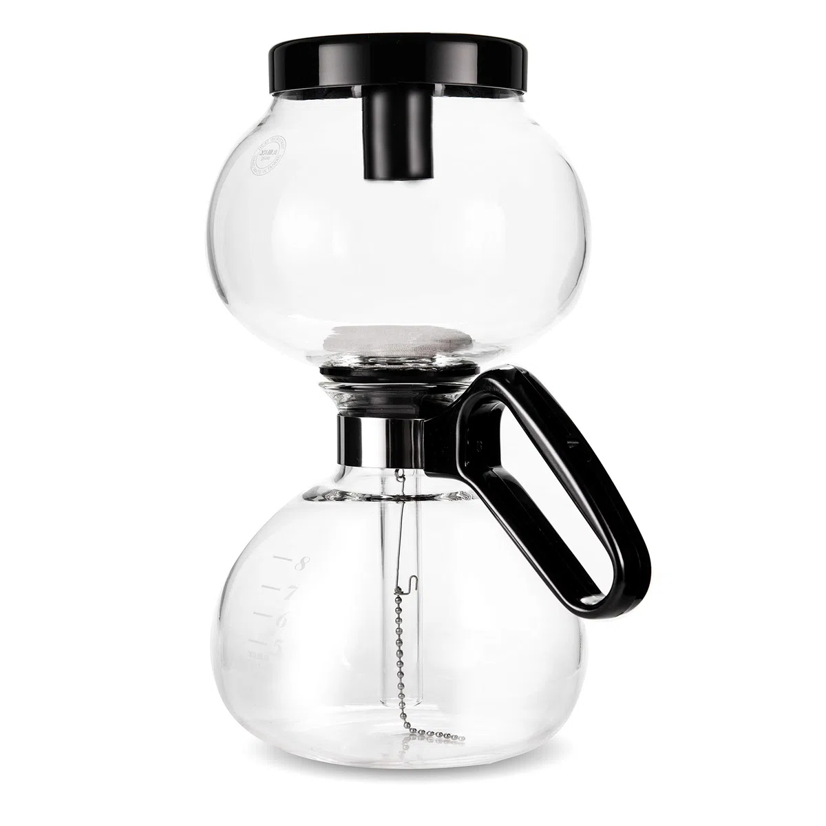 Yama Glass Herdplatten-Siphon Kaffeemaschine I Hitzebeständige Glas-Vakuumkaraffe I Siphonbrauer für Gas-und Elektro-Rangetops I inkl. wiederverwendbarem, waschbarem Stofffilter, farblos, 32oz (8 cup)
