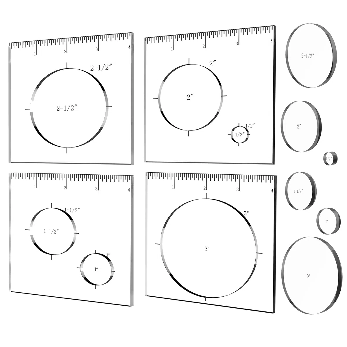 Set Mit 4 Kreis-Einlagen-Vorlagen, Fräs-Vorlagen für Holzbearbeitung, Dekorative Schablonen