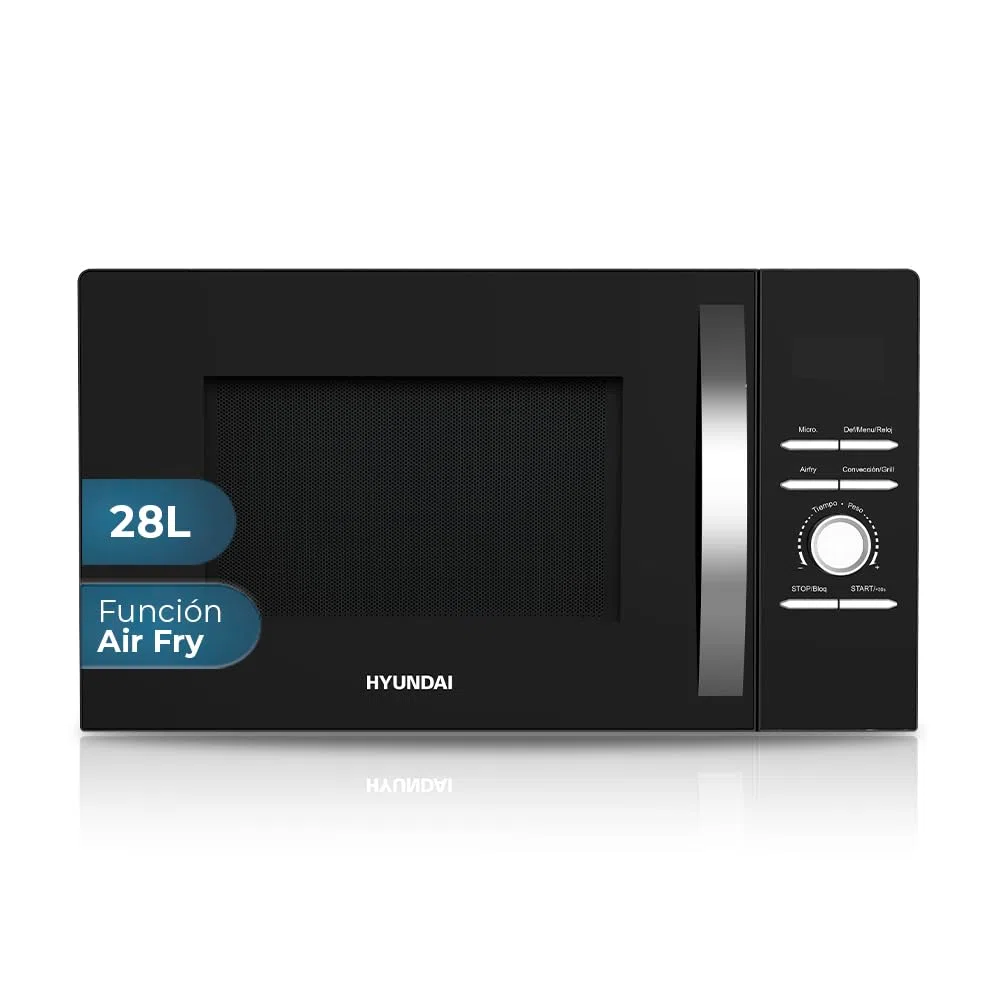 Hyundai Mikrowelle, 28 Liter, Konvektion, Schwarz, HMWAF28900GN, 900 W, 8 Programme, Auftaufunktion, Innenbeschichtung, einfache Reinigung, Timer 60 Minuten.