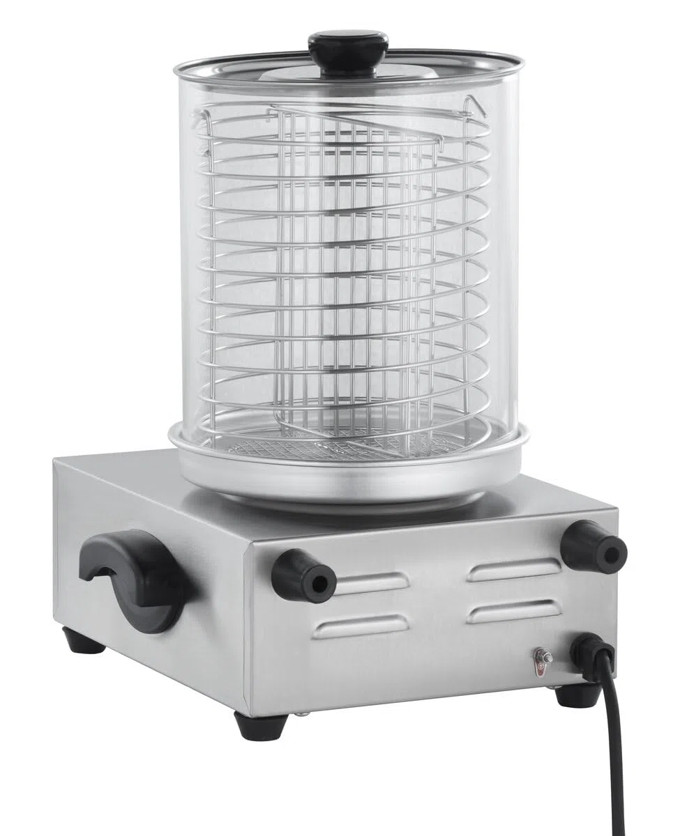 GastroHero Wurstwärmer Edelstahl Glaszylinder Ø200 mm Hot Dog Maker mit Temperaturregler 300 W Würstchenwärmer Gastro