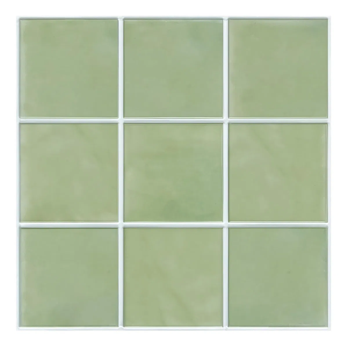 Commomy 3D Selbstklebend Fliesenaufkleber 30 x 30 cm PVC Matt Salbei Grün für Küche Bad Metro Wanddekor
