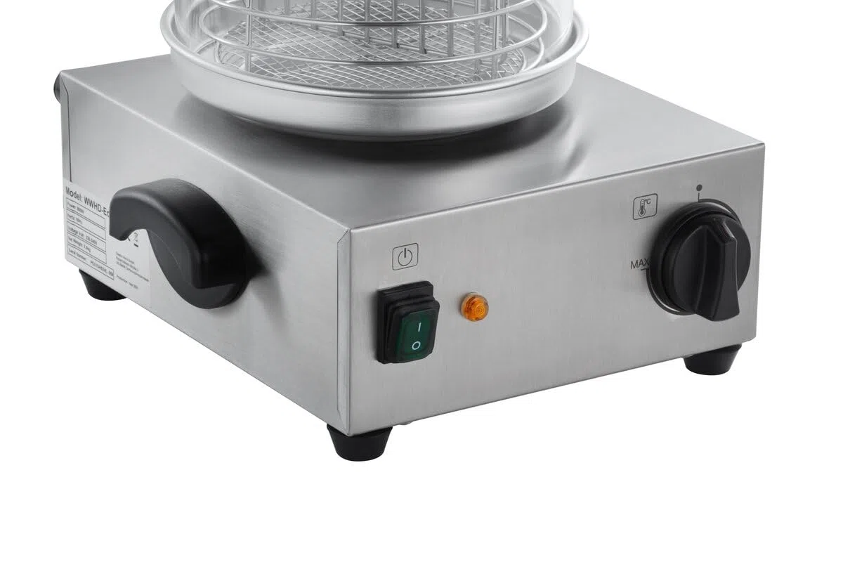 GastroHero Wurstwärmer Edelstahl Glaszylinder Ø200 mm Hot Dog Maker mit Temperaturregler 300 W Würstchenwärmer Gastro